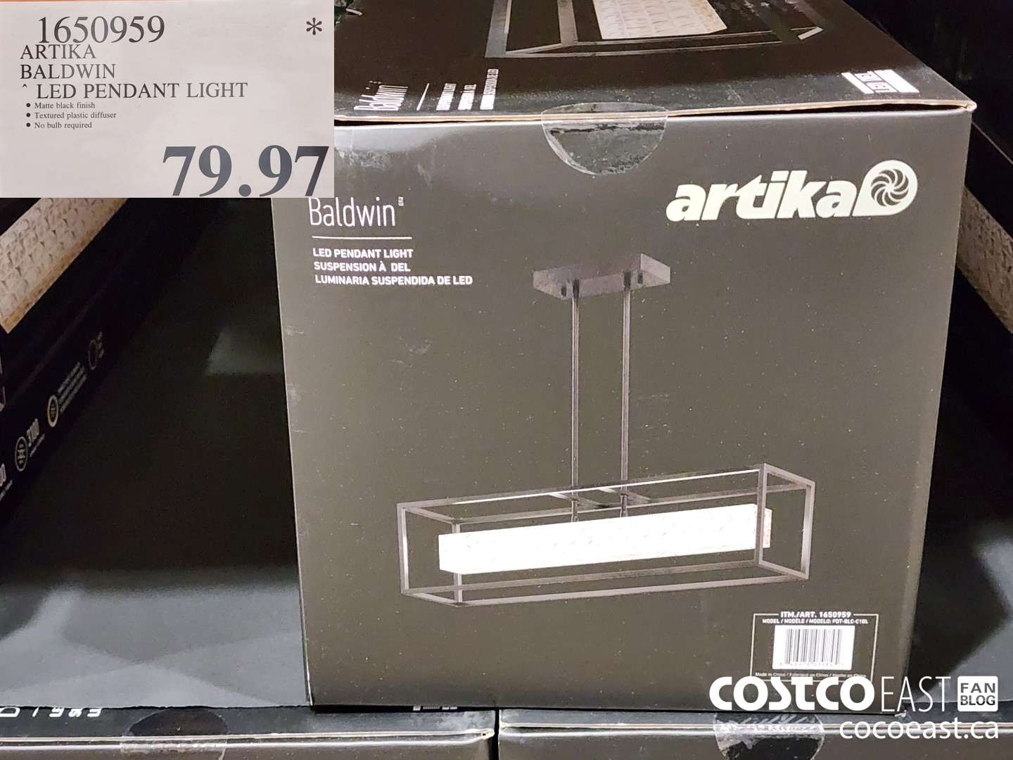 1650959 ARTIKA BALDWIN LED PENDANT LIGHT $79.97