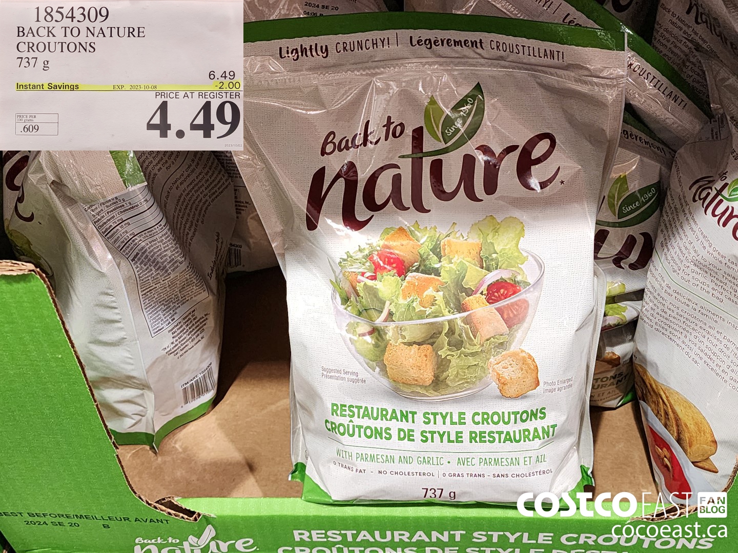 1854309 BACK TO NATURE CROUTONS 737 G ($2.00 INSTANT SAVINGS EXPIRES ON 2023-10-08) $4.49