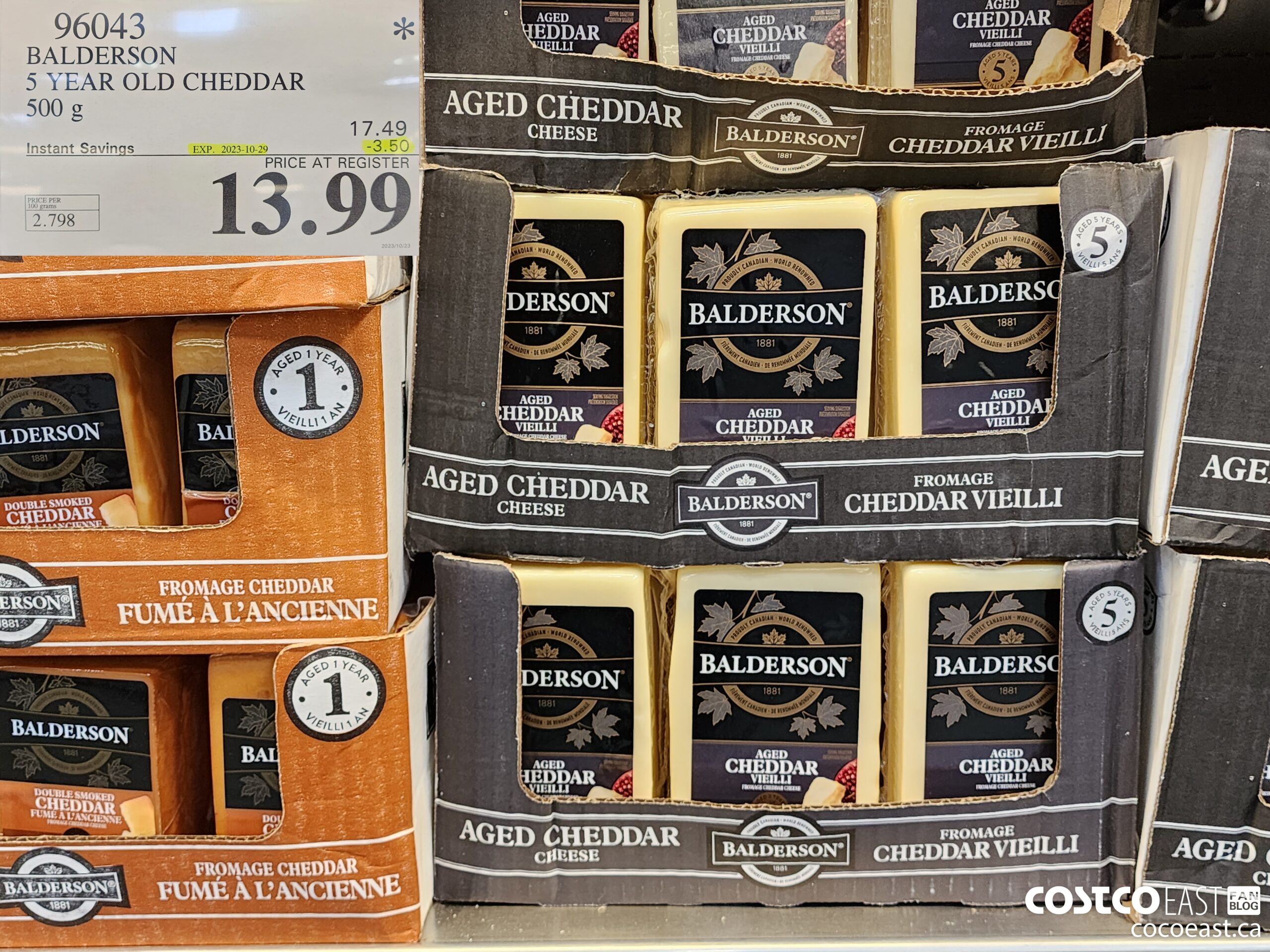 96043 BALDERSON 5 YEAR OLD CHEDDAR 500 G ($3.50 INSTANT SAVINGS EXPIRES ON 2023-10-29) $13.99