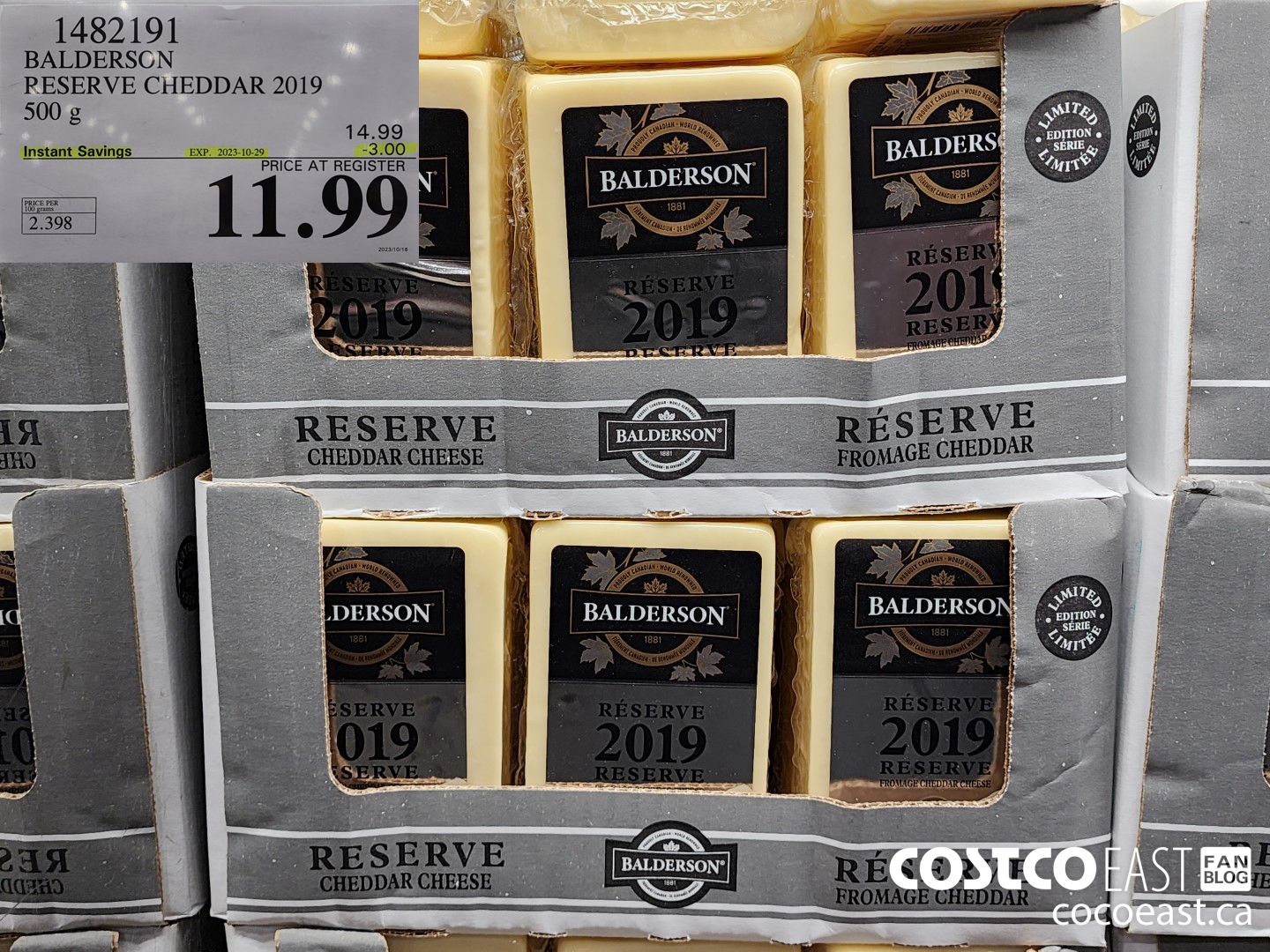 1482191 BALDERSON RESERVE CHEDDAR 2019 500 g ($3.00 INSTANT SAVINGS EXPIRES ON 2023-10-29) $11.99