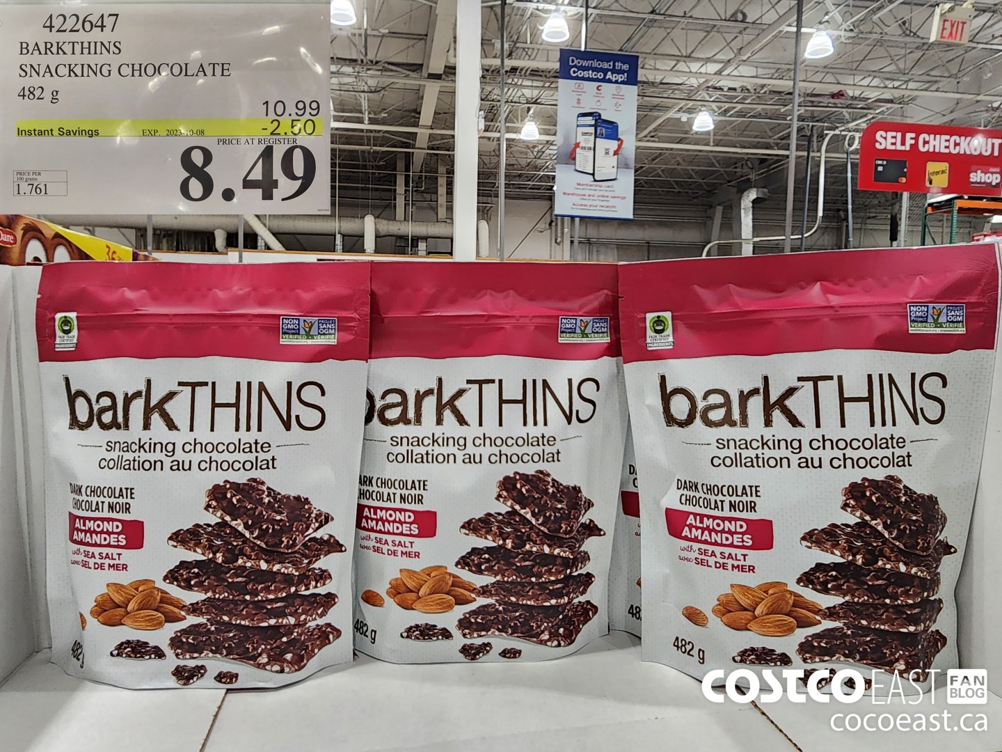 422647 BARKTHINS SNACKING CHOCOLATE 482 G ($2.50 INSTANT SAVINGS EXPIRES ON 2023-10-08) $8.49
