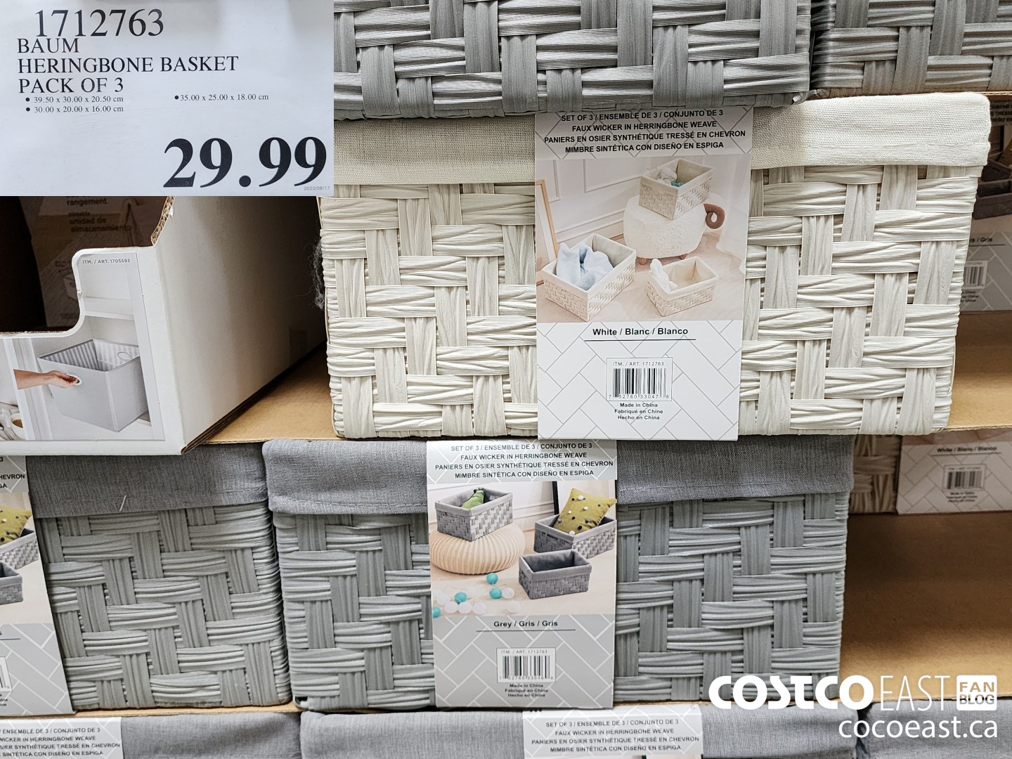 1712763 BAUM HERINGBONE BASKET PACK OF 3 $29.99