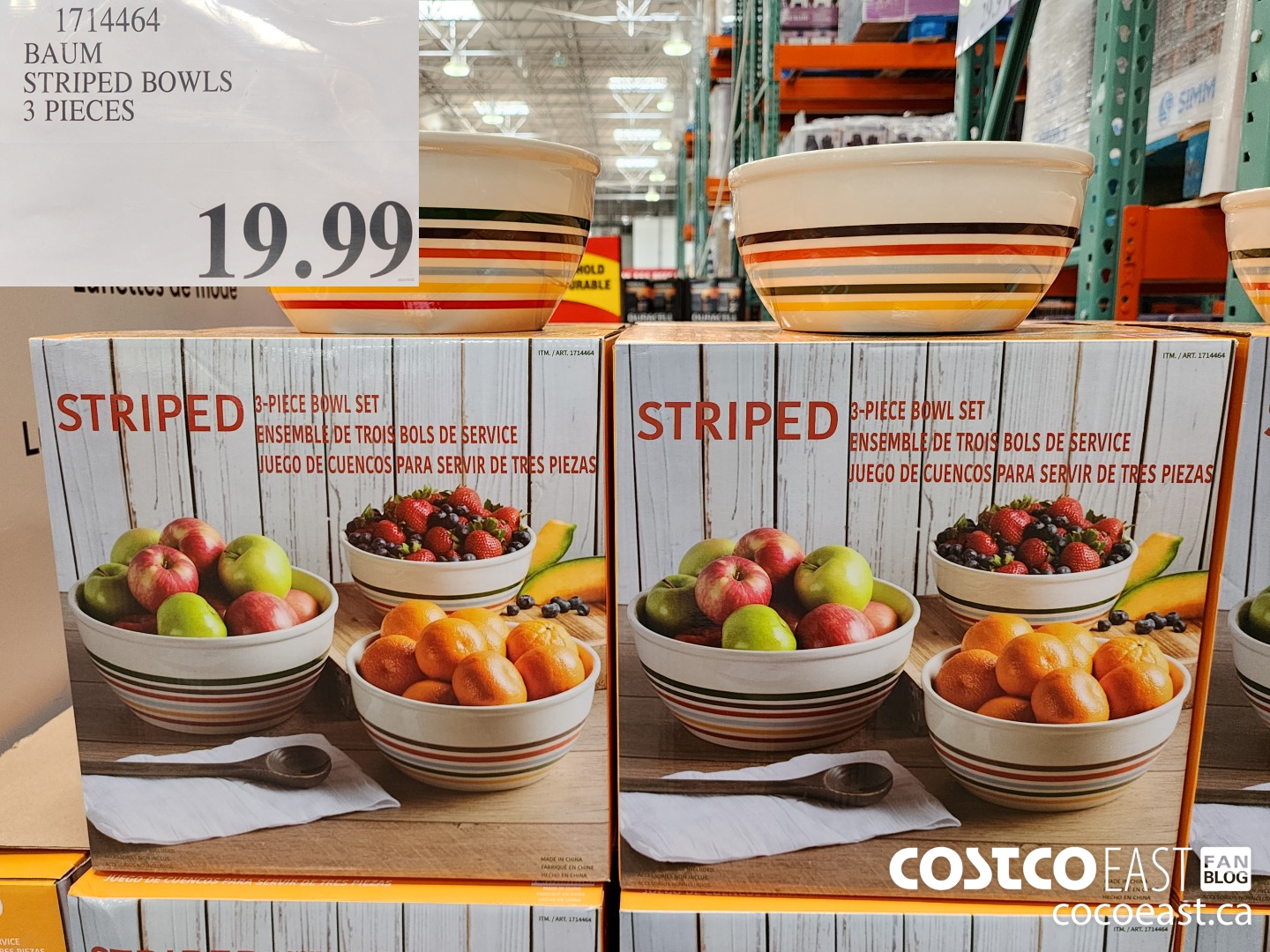 1714464 BAUM STRIPED BOWLS 3 PIECES $19.99