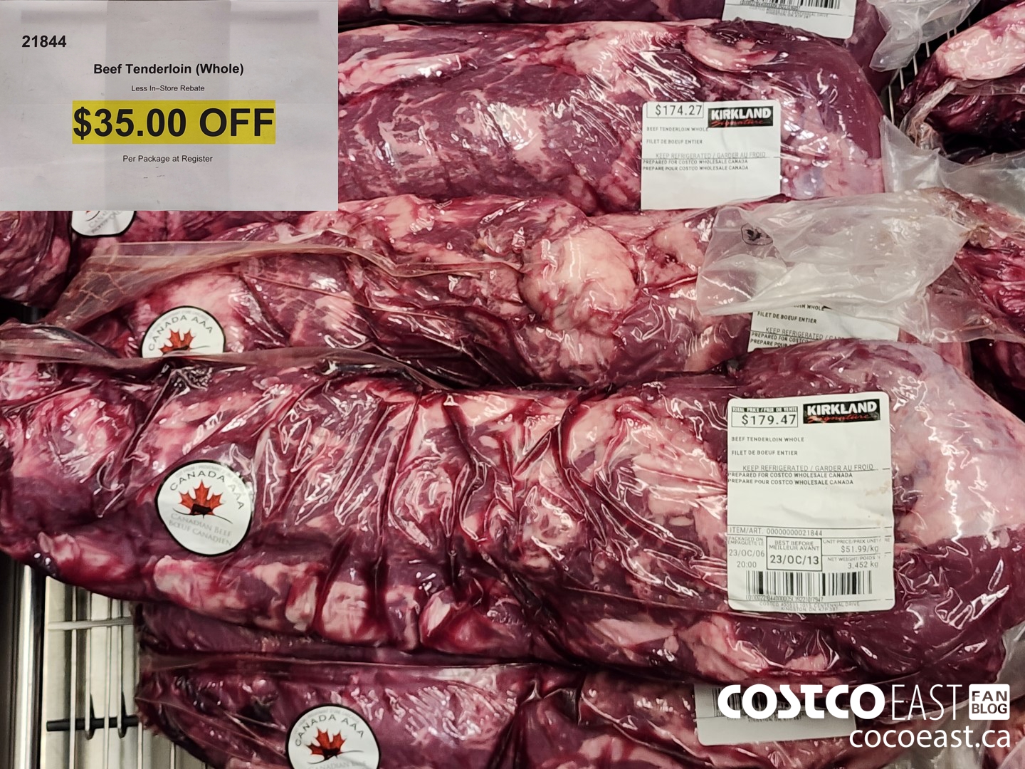 21844 BEEF TENDERLOIN (WHOLE) ($35.00 INSTANT SAVINGS)