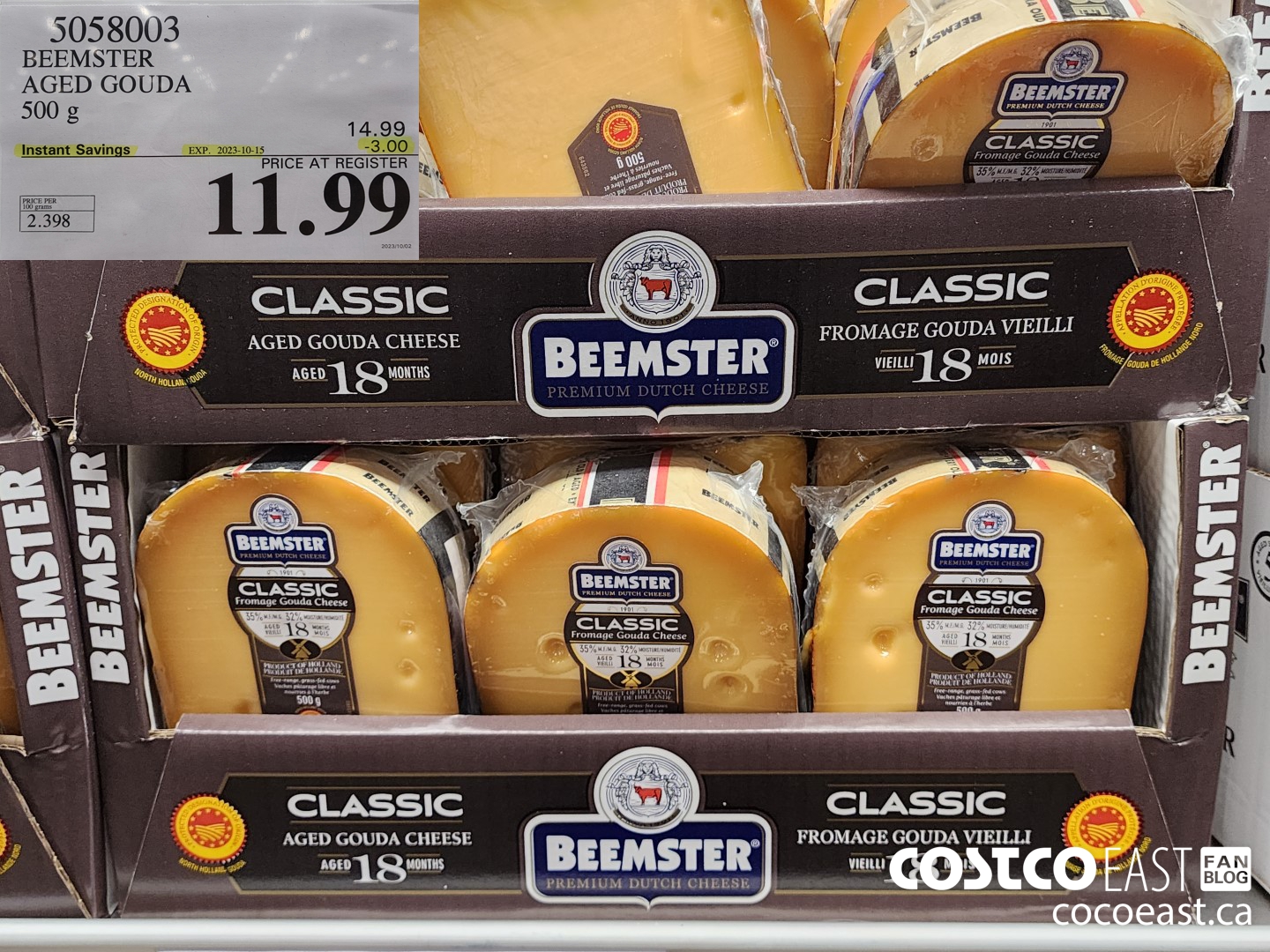 5058003 BEEMSTER AGED GOUDA 500G ($3.00 INSTANT SAVINGS EXPIRES ON 2023-10-15) $11.99
