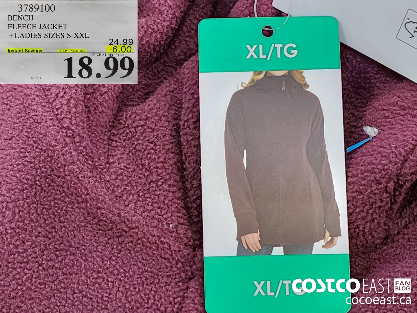 3789100 BENCH FLEECE JACKET + LADIES SIZES S-XXL ($6.00 INSTANT SAVINGS EXPIRES ON 2023-10-29) $18.99