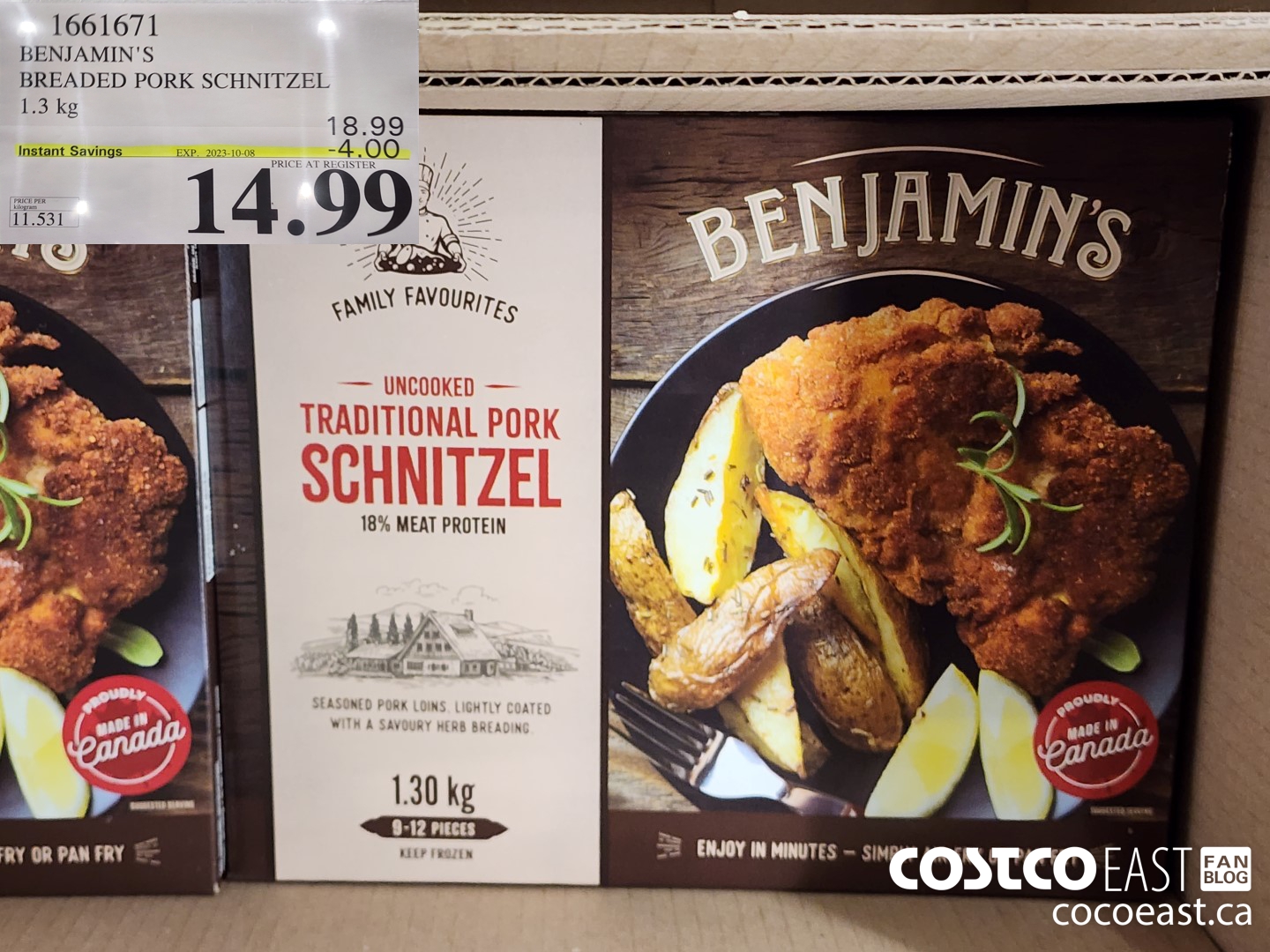 1661671 BENJAMIN'S BREADED PORK SCHNITZEL 1.3 kg ($4.00 INSTANT SAVINGS EXPIRES ON 2023-10-08) $14.99