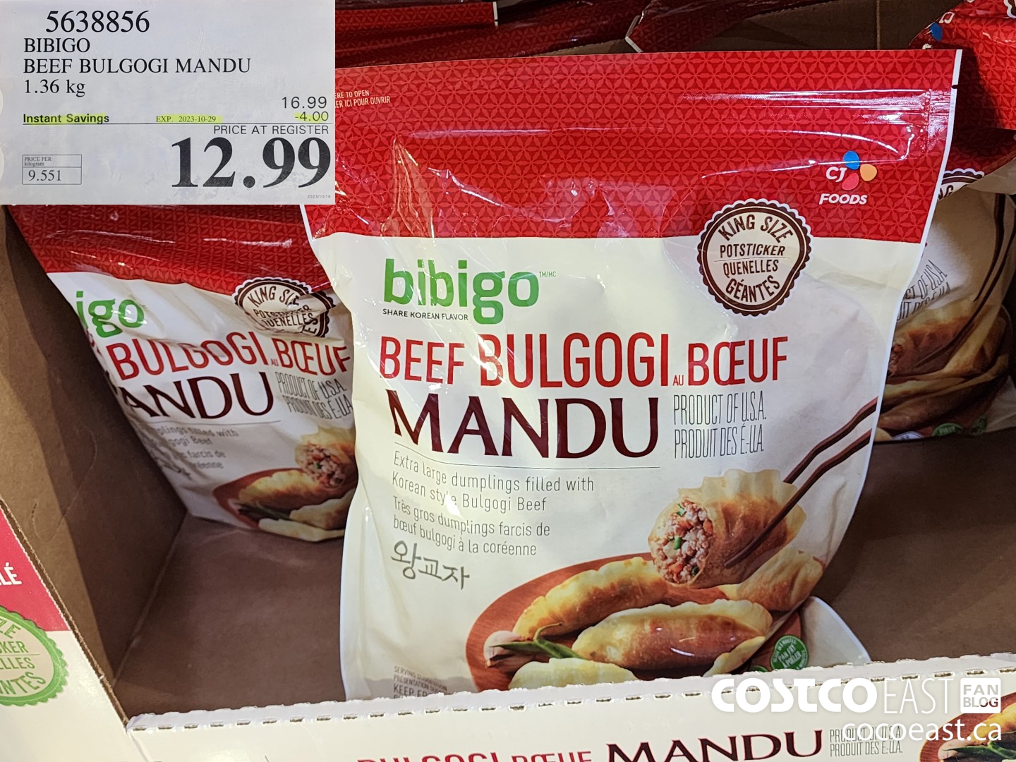 5638856 BIBIGO BEEF BULGOGI MANDU 1.36 kg ($4.00 INSTANT SAVINGS EXPIRES ON 2023-10-29) $12.99