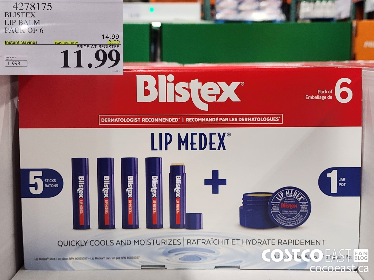 4278175 BLISTEX LIP BALM PACK OF 6 ($3.00 INSTANT SAVINGS EXPIRES ON 2023-10-29) $11.99
