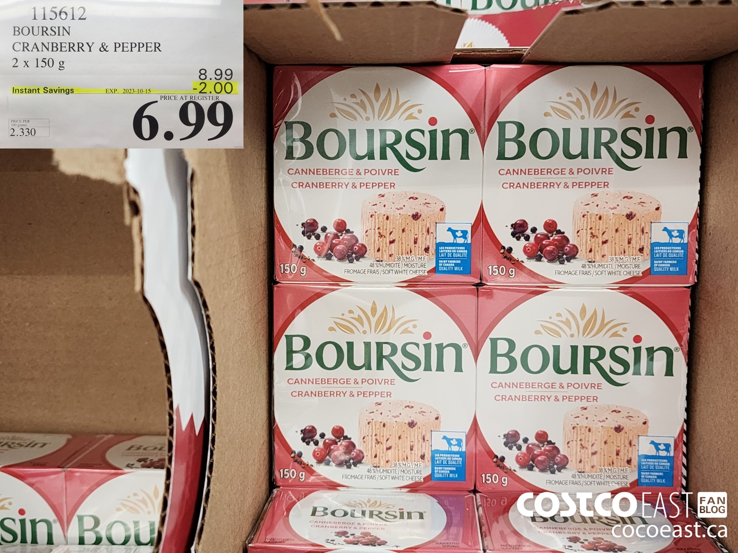115612 BOURSIN CRANBERRY & PEPPER 2x 150 G ($2.00 INSTANT SAVINGS EXPIRES ON 2023-10-15) $6.99