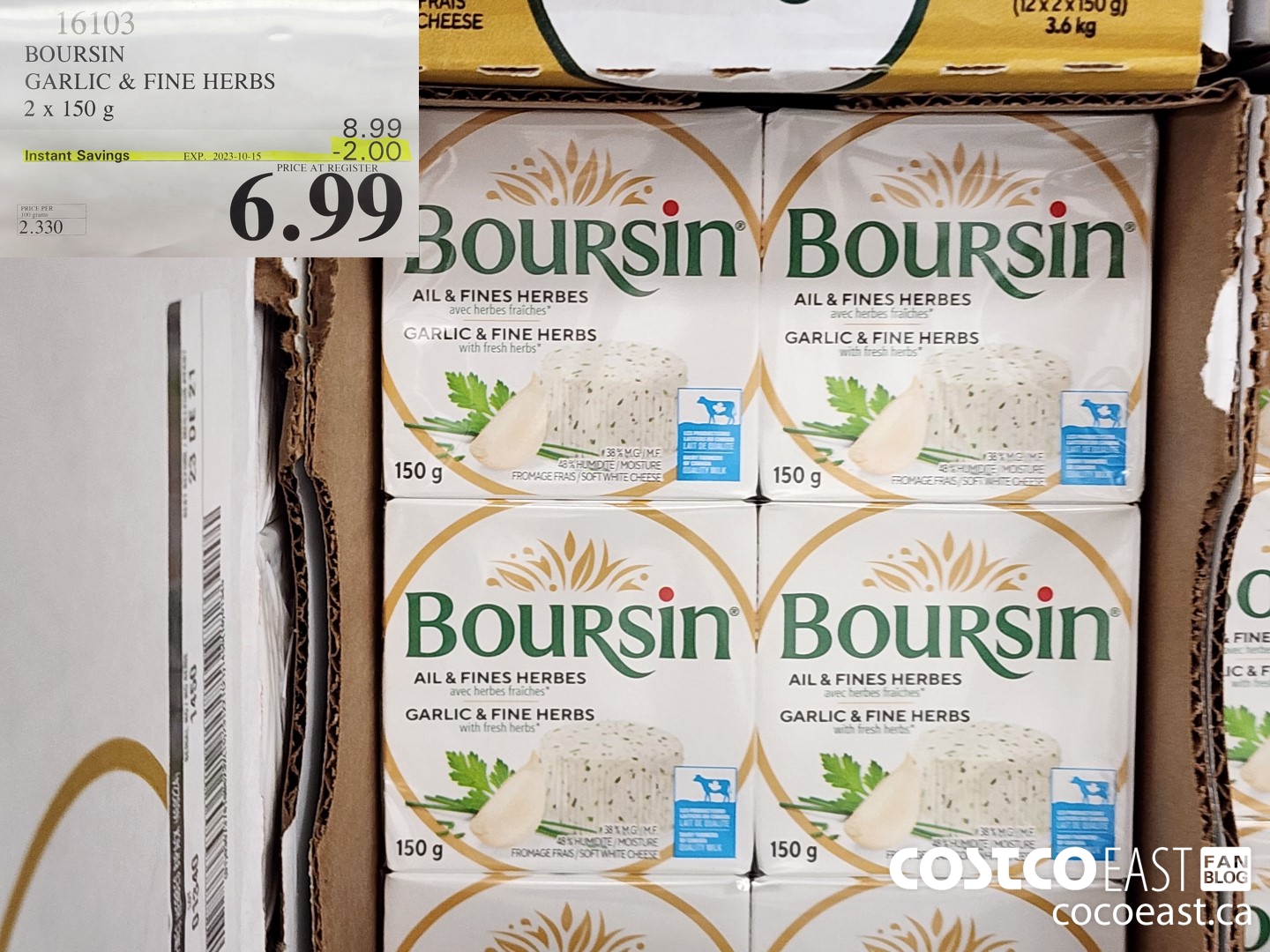 16103 BOURSIN GARLIC & FINE HERBS 2 X 150 G ($2.00 INSTANT SAVINGS EXPIRES ON 2023-10-15) $6.99