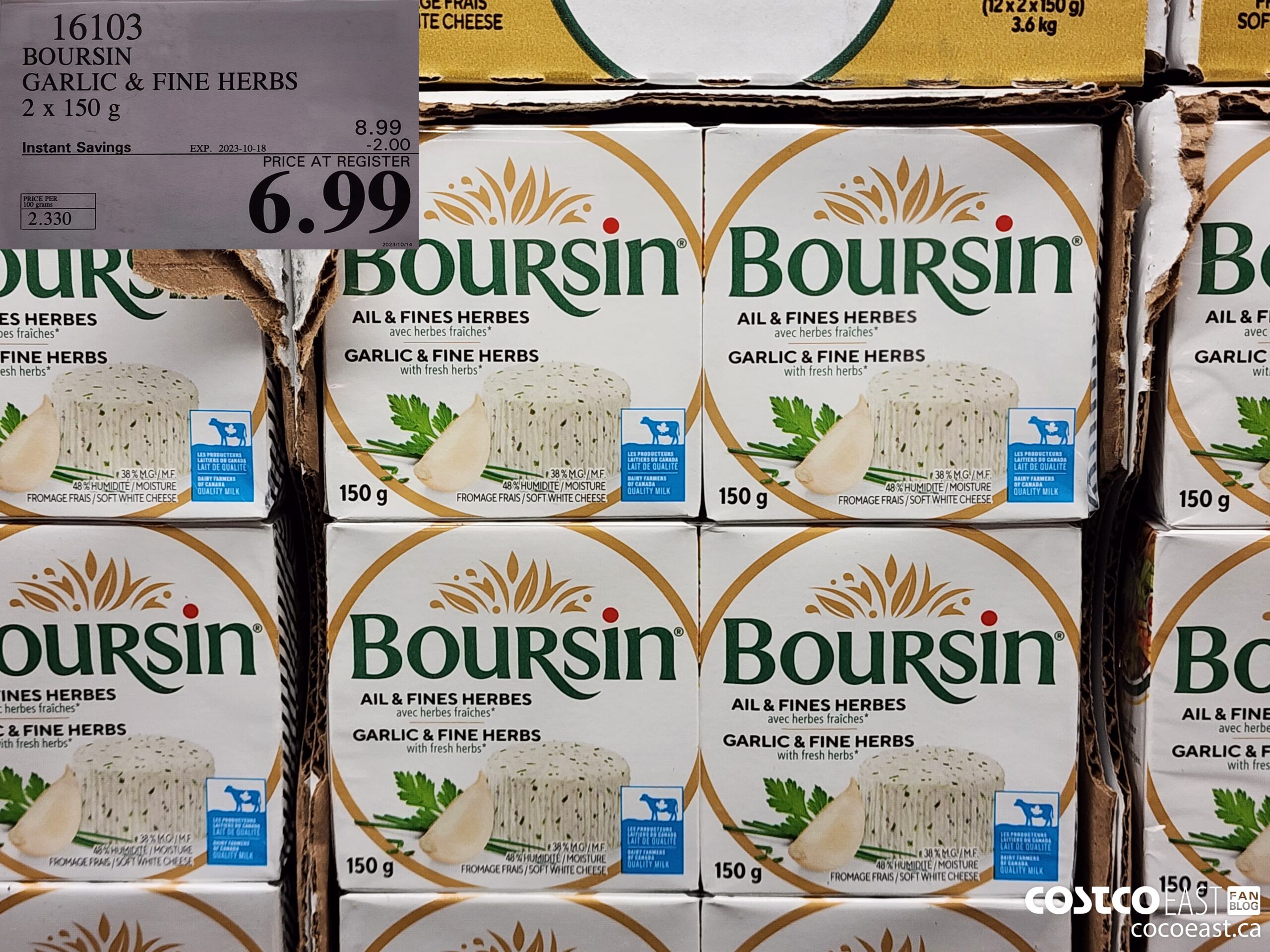 16103 BOURSIN GARLIC & FINE HERBS 2 X 150 G ($2.00 INSTANT SAVINGS EXPIRES ON 2023-10-18) $6.99