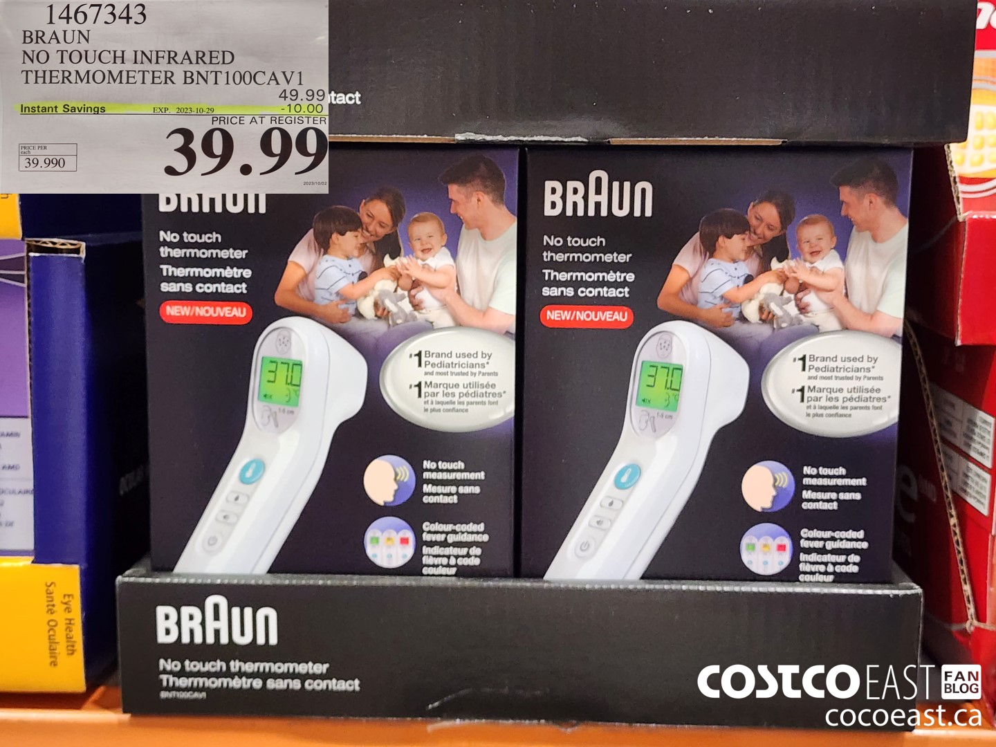 1467343 BRAUN NO TOUCH INFRARED THERMOMETER BNT100CAV1 ($10.00 INSTANT SAVINGS EXPIRES ON 2023-10-29) $39.99