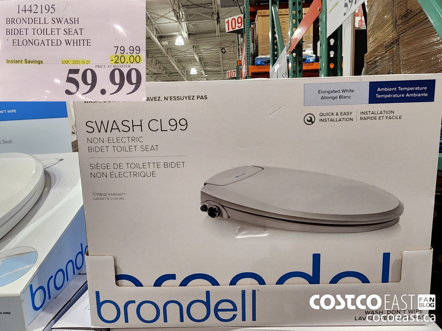 1442195 BRONDELL SWASH BIDET TOILET SEAT ELONGATED WHITE ($20.00 INSTANT SAVINGS EXPIRES ON 2023-10-29) $59.99