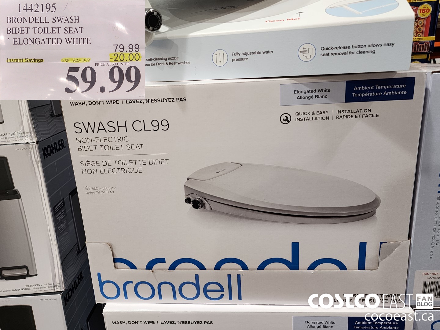 1442195 BRONDELL SWASH BIDET TOILET SEAT ELONGATED WHITE ($20.00 INSTANT SAVINGS EXPIRES ON 2023-10-29) $59.99