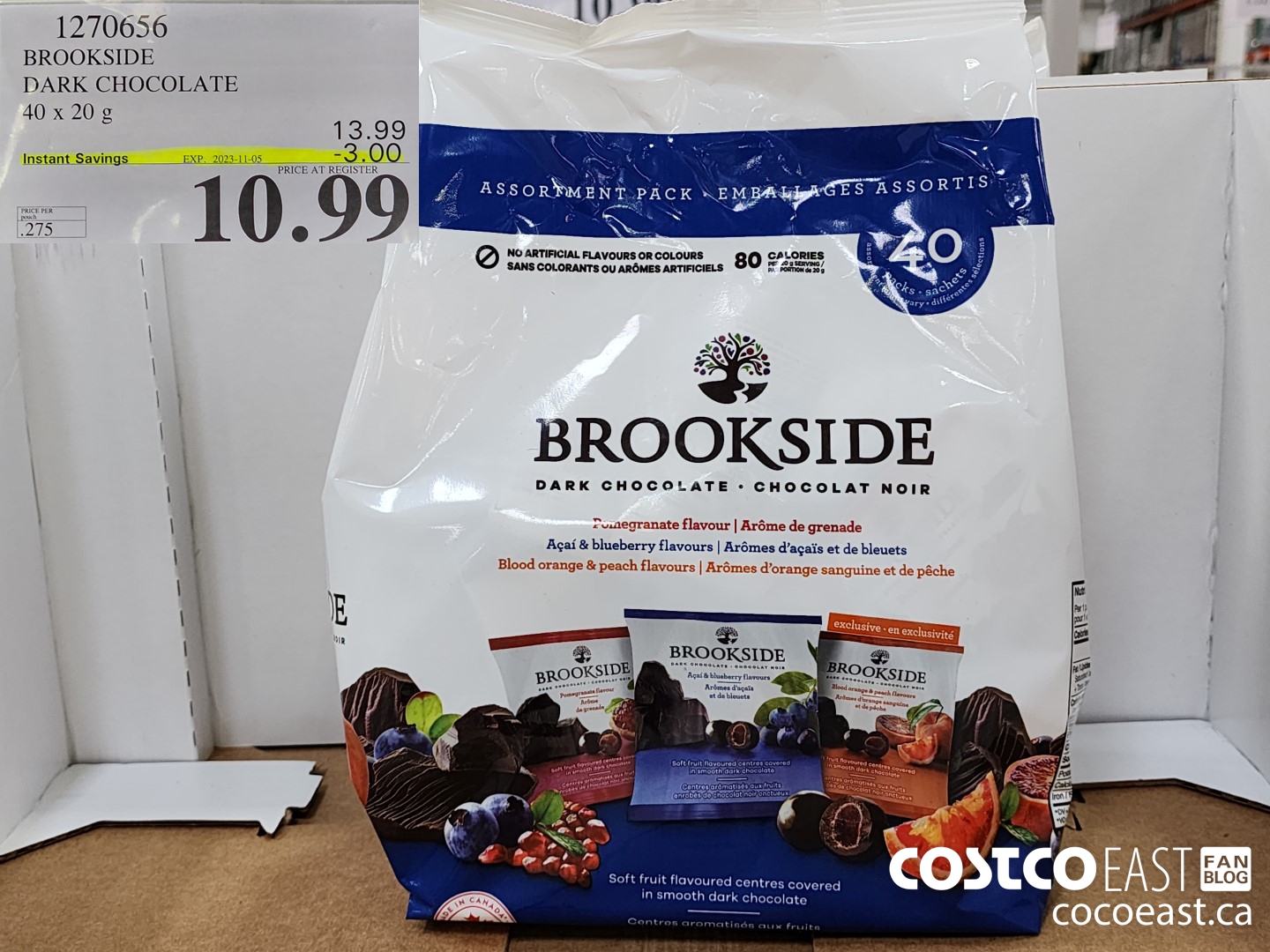 1270656 BROOKSIDE DARK CHOCOLATE 40 x 20 g 2023-011-05 ($3.00 INSTANT SAVINGS) $10.99