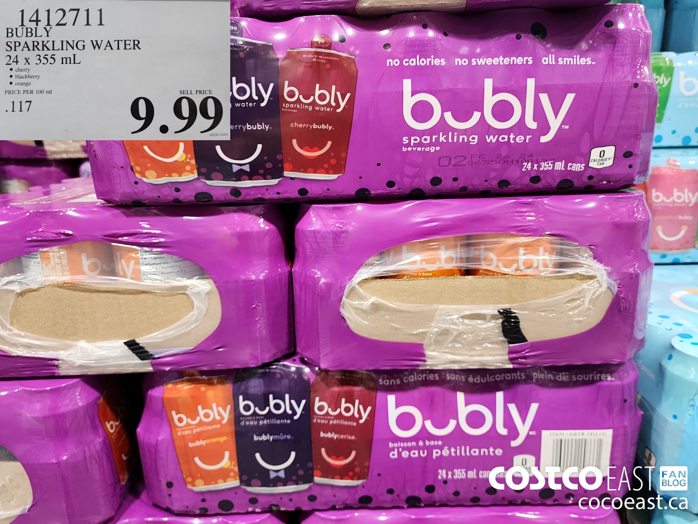 1412711 BUBLY SPARKLING WATER 24 X 355 ML $9.99