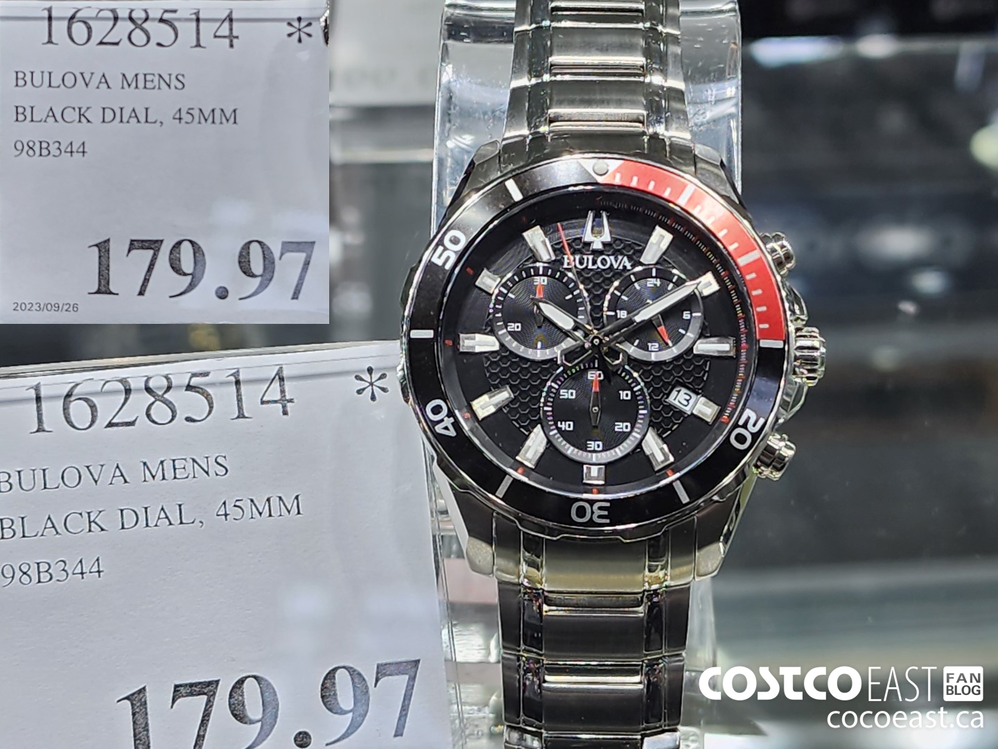 1628514 BULOVA MENS BLACK DIAL, 45MM 98B344 $179.97