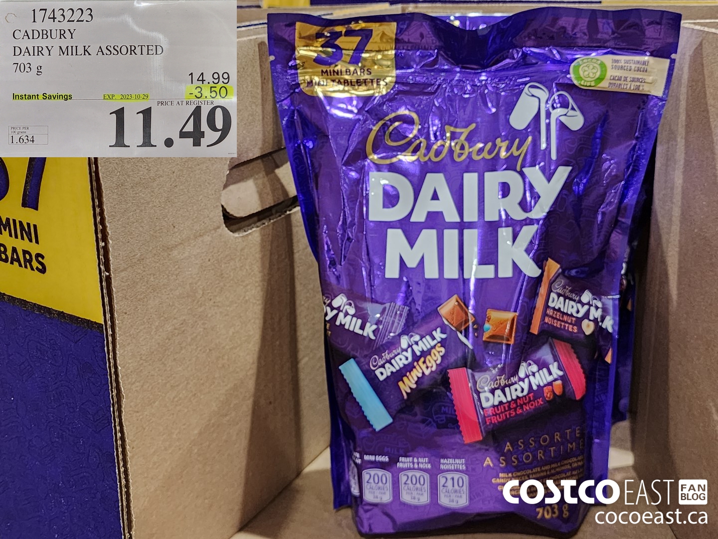 1743223 CADBURY DAIRY MILK ASSORTED 703 g ($3.50 INSTANT SAVINGS EXPIRES ON 2023-10-29) $11.49