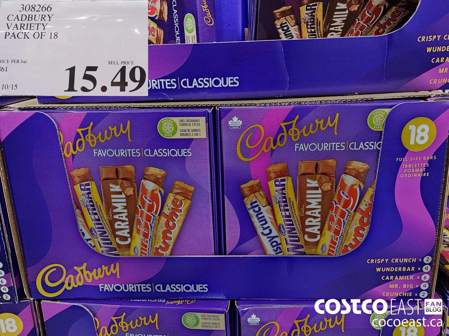 308266 CADBURY VARIETY PACK OF 18 $15.49