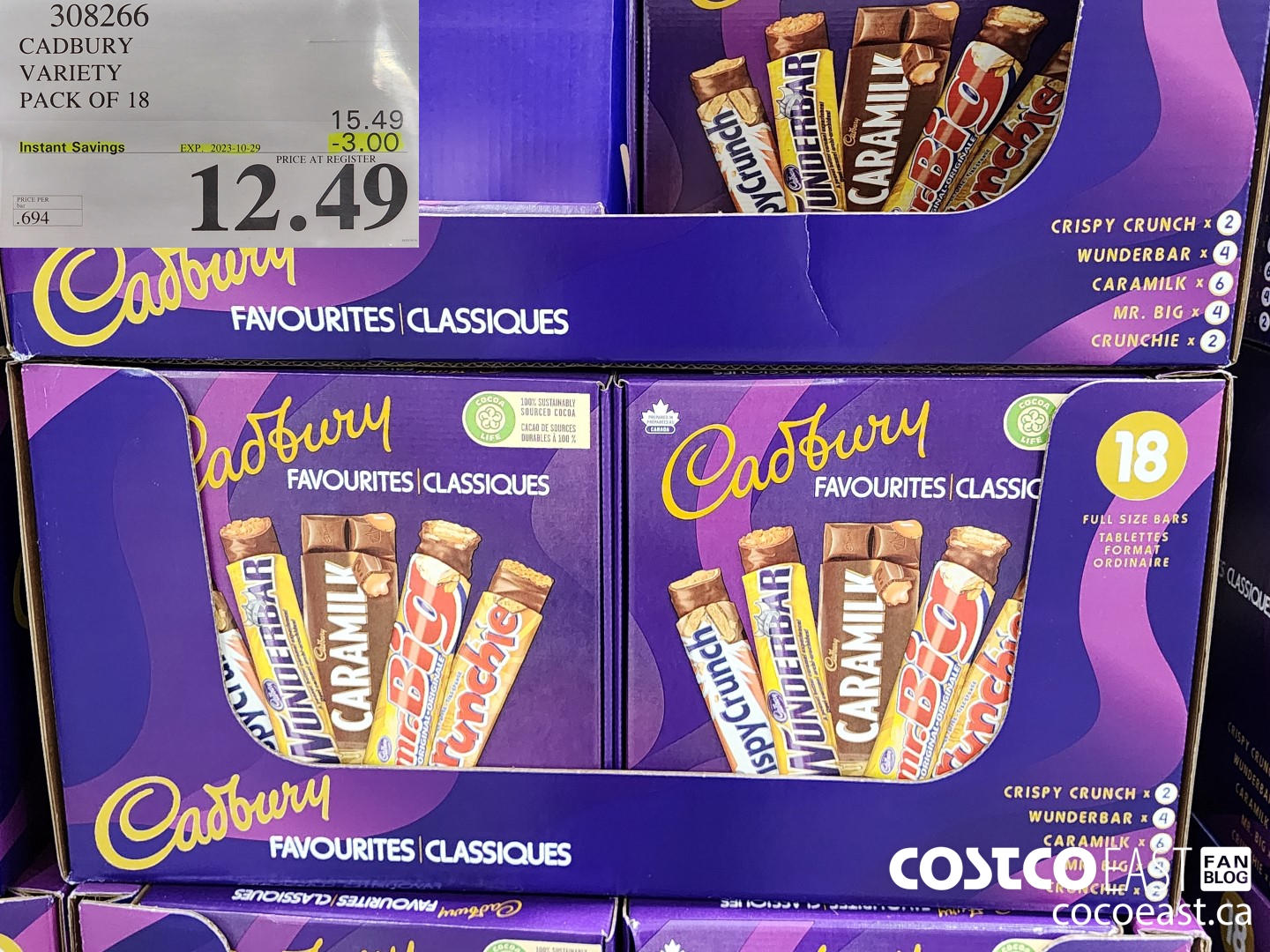 308266 CADBURY VARIETY PACK OF 18 ($3.00 INSTANT SAVINGS EXPIRES ON 2023-10-29) $12.49
