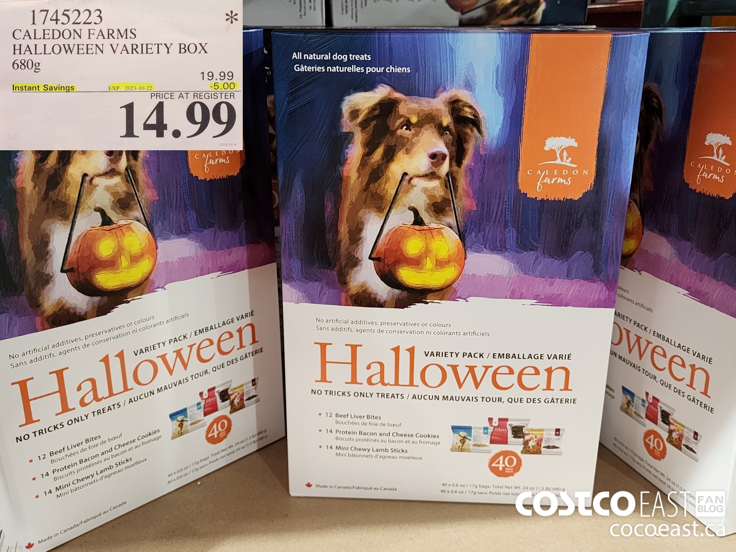 1745223 CALEDON FARMS HALLOWEEN VARIETY BOX 680G ($5.00 INSTANT SAVINGS EXPIRES ON 2023-10-22) $14.99