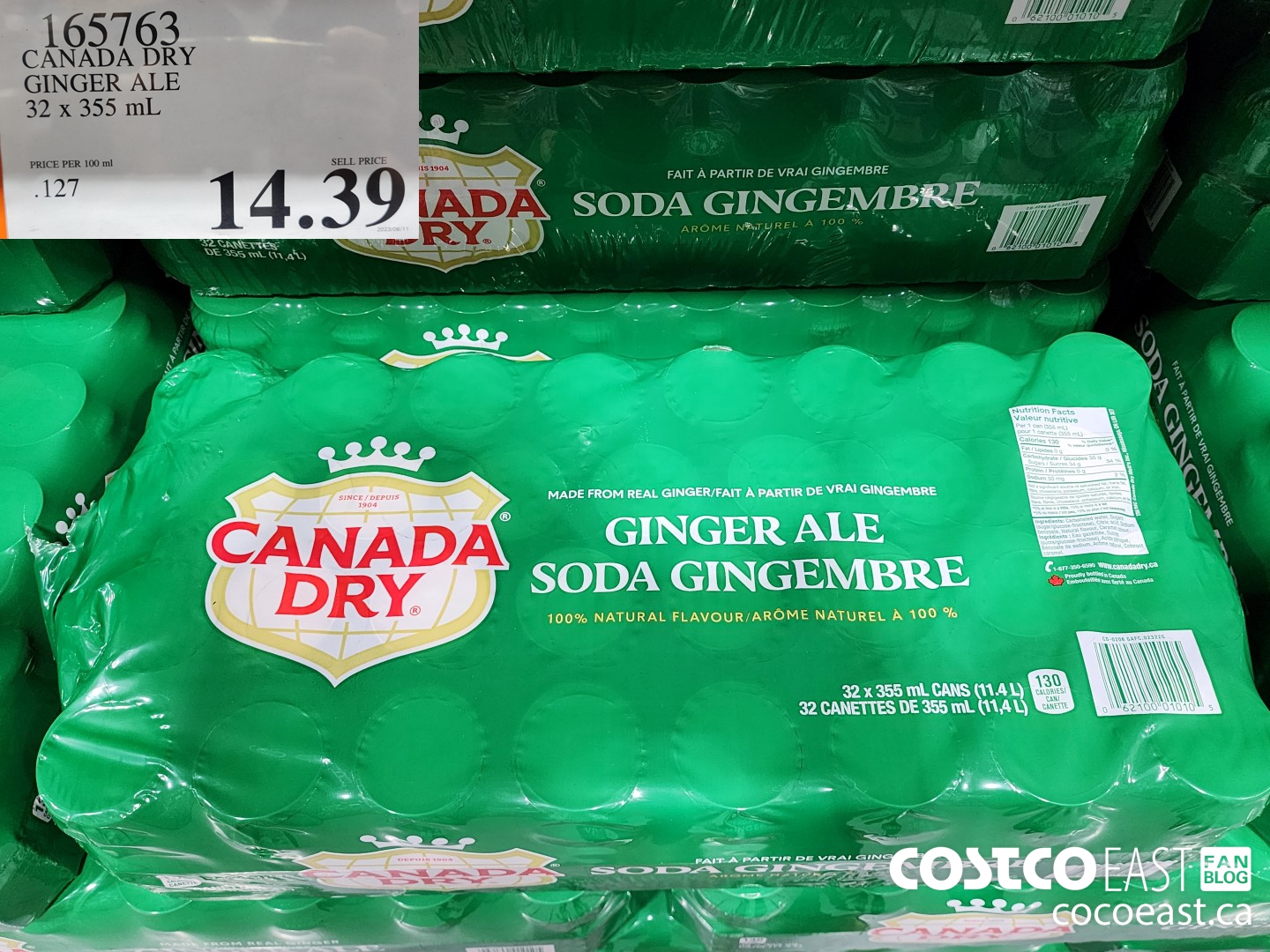 165763 CANADA DRY GINGER ALE 32 X 355 ML $14.39