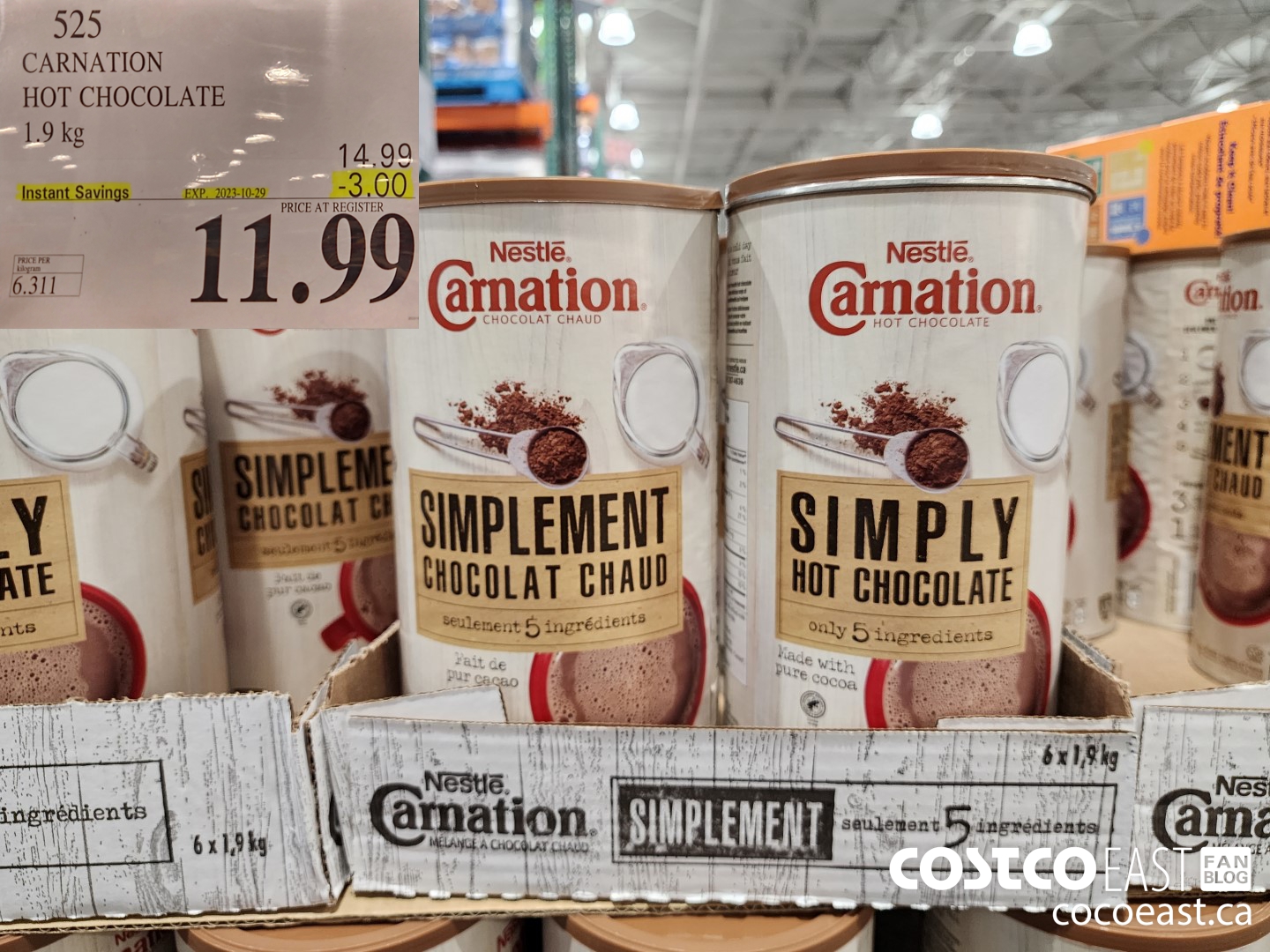 525 CARNATION HOT CHOCOLATE 1.9 KG ($3.00 INSTANT SAVINGS EXPIRES ON 2023-10-29) $11.99
