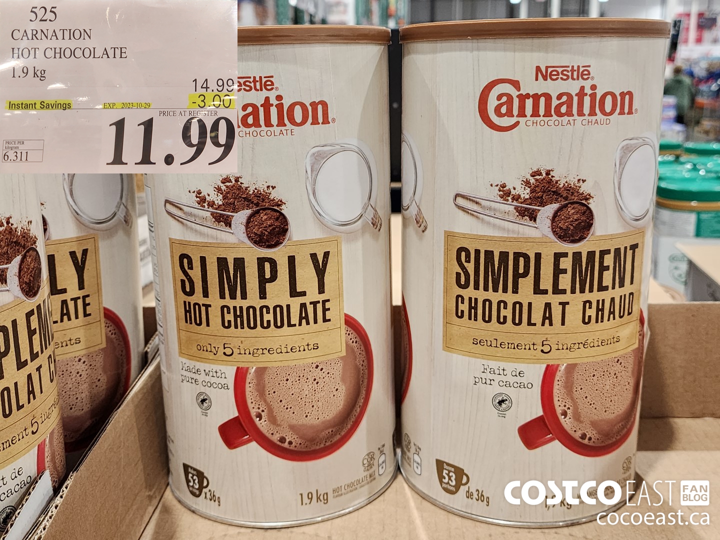 525 CARNATION HOT CHOCOLATE 1.9 KG ($3.00 INSTANT SAVINGS EXPIRES ON 2023-10-29) $11.99