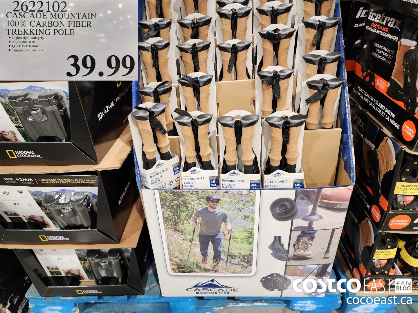 2622102 CASCADE MOUNTAIN 100% CARBON FIBRE TREKKING POLE $39.99