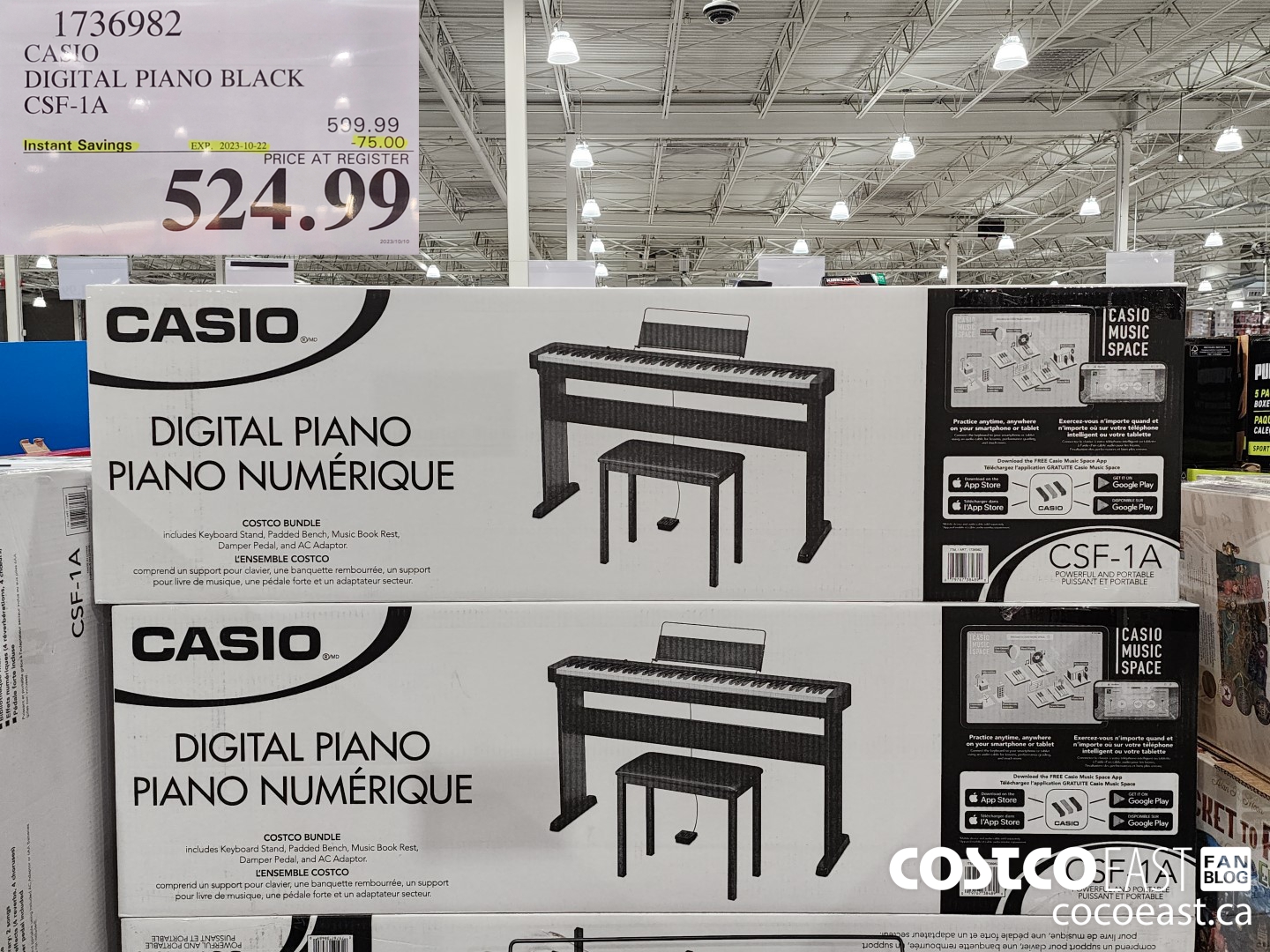 1736982 CASIO DIGITAL PIANO BLACK CSF-1A ($75.00 INSTANT SAVINGS EXPIRES ON 2023-10-22) $524.99