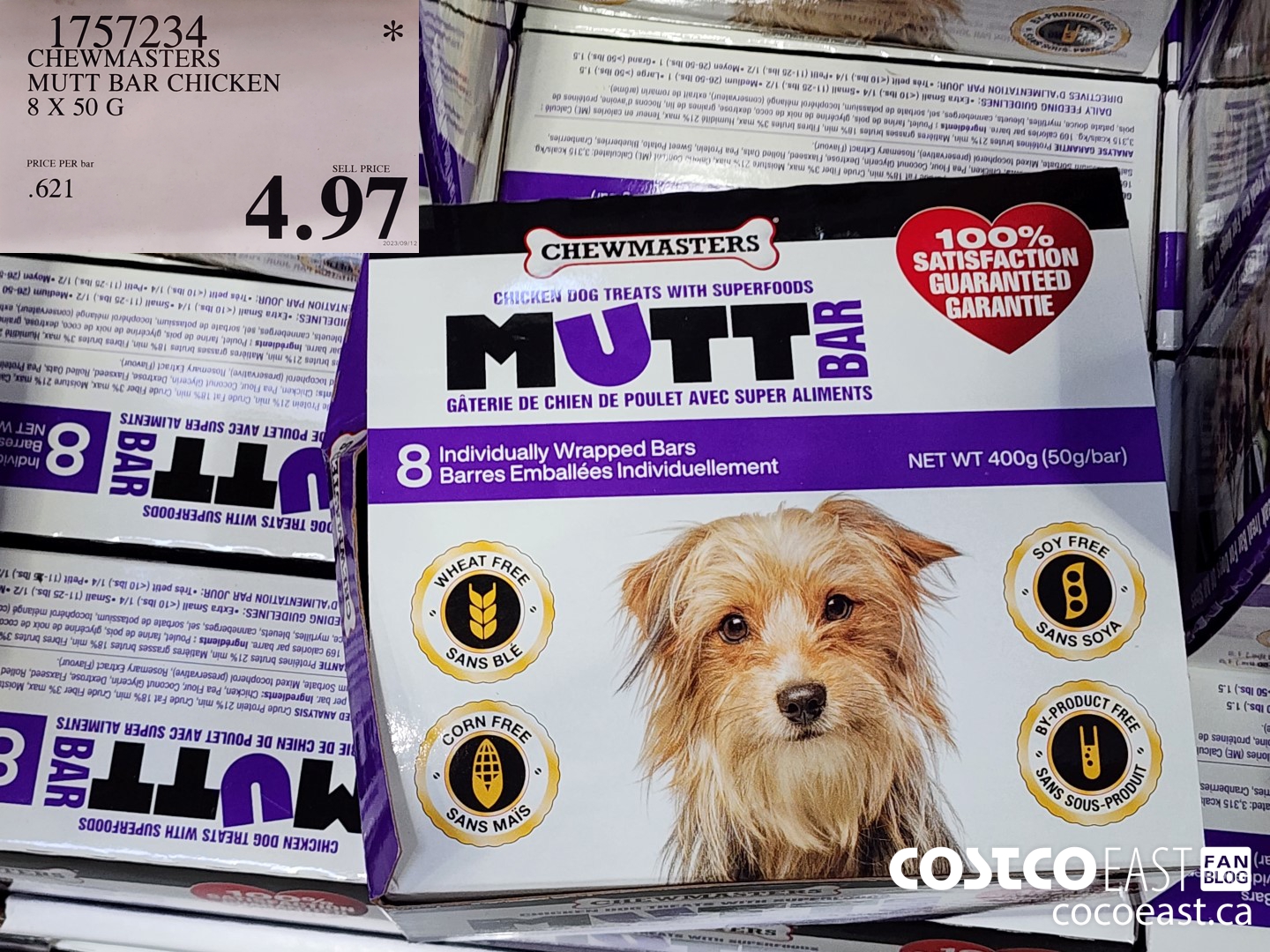 1757234 CHEWMASTERS MUTT BAR CHICKEN 8 X 50 G $4.97
