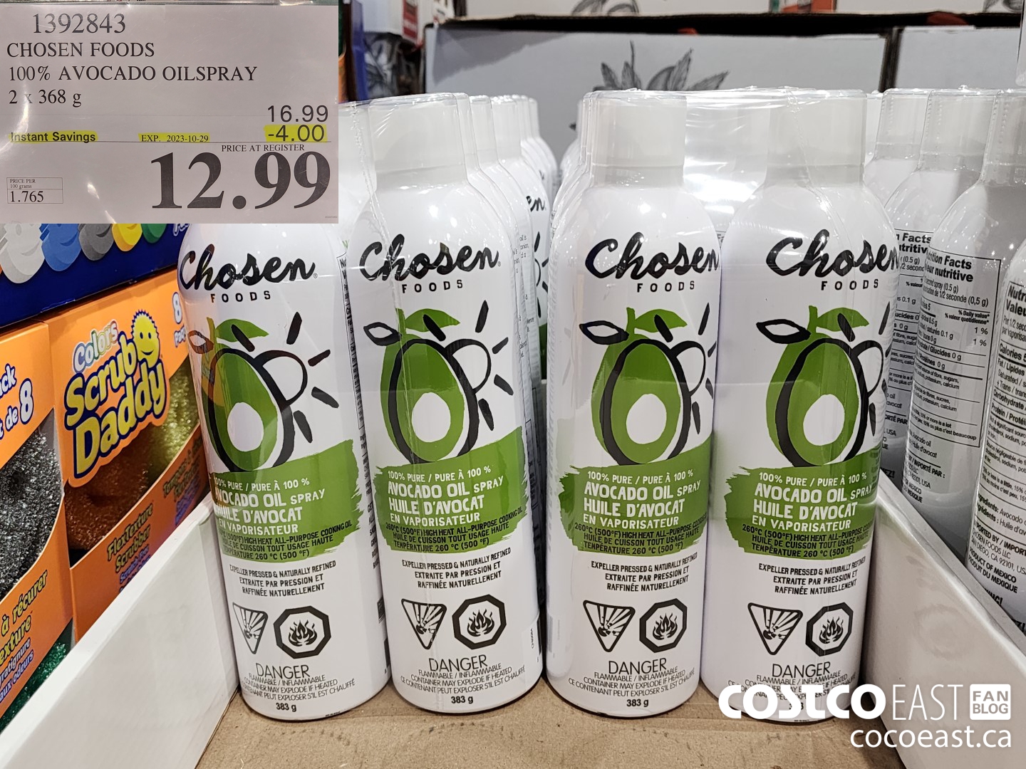 1392843 CHOSEN FOODS 100% AVOCADO OILSPRAY 2 x 368 G ($4.00 INSTANT SAVINGS EXPIRES ON 2023-10-29) $12.99