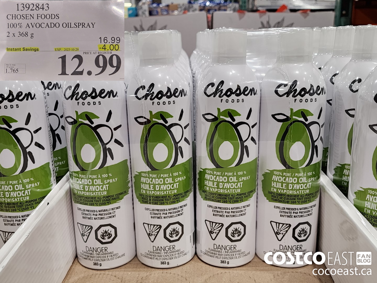 1392843 CHOSEN FOODS 100% AVOCADO OILSPRAY 2 x 368 G ($4.00 INSTANT SAVINGS EXPIRES ON 2023-10-29) $12.99