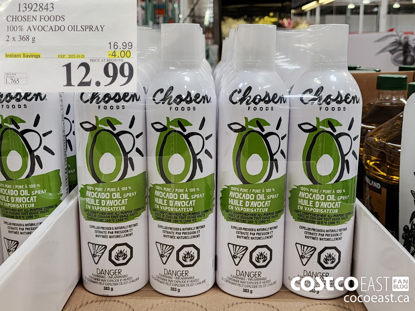 1392843 CHOSEN FOODS 100% AVOCADO OILSPRAY 2 x 368 G ($4.00 INSTANT SAVINGS EXPIRES ON 2023-10-29) $12.99