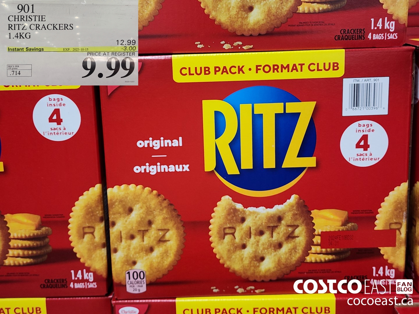 901 CHRISTIE RITZ CRACKERS 1.4 KG ($3.00 INSTANT SAVINGS EXPIRES ON 2023-10-15) $9.99