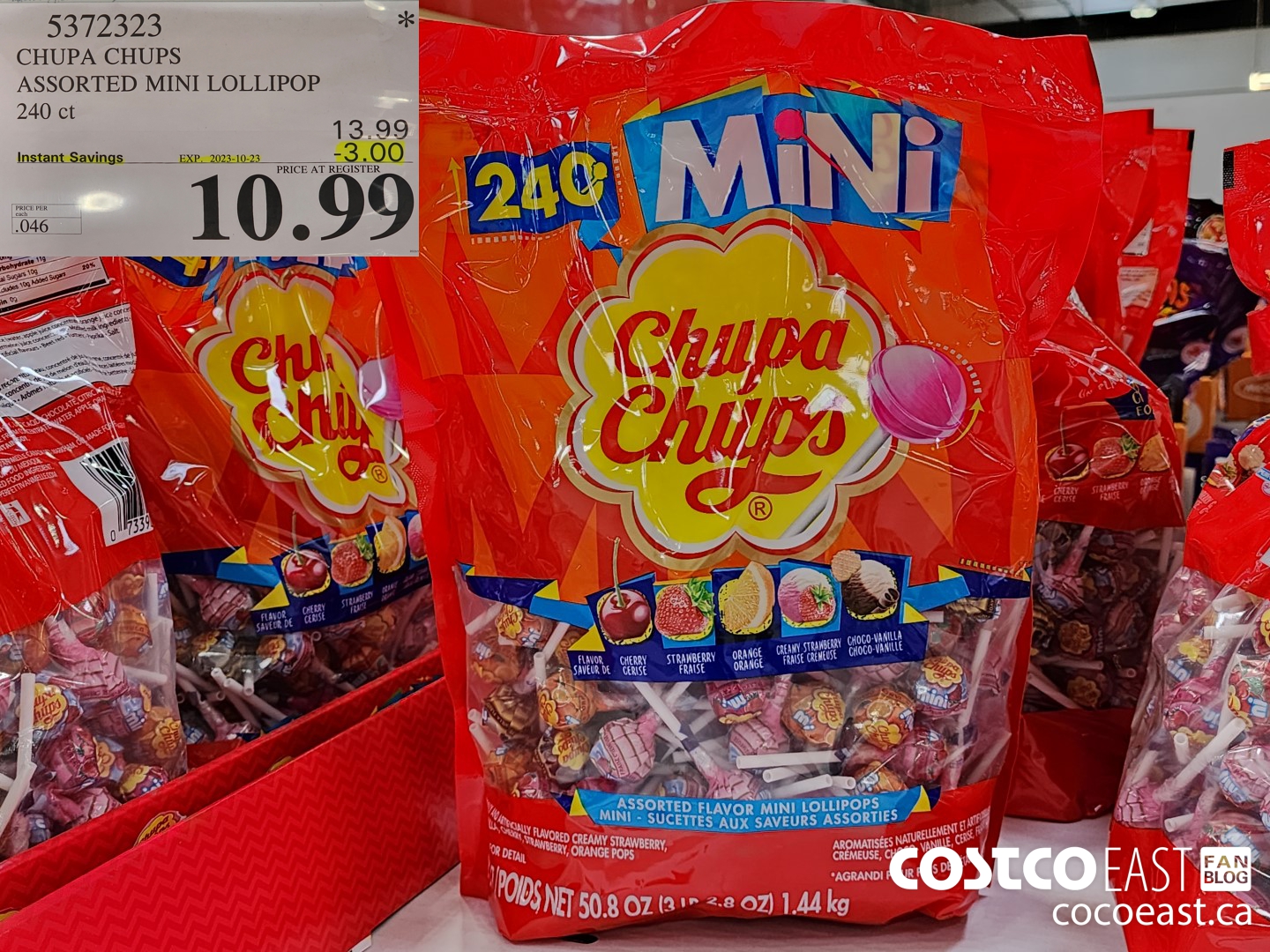 5372323 CHUPA CHUPS ASSORTED MINI LOLLIPOPS 240 CT ($3.00 INSTANT SAVINGS EXPIRES ON 2023-10-23) $10.99