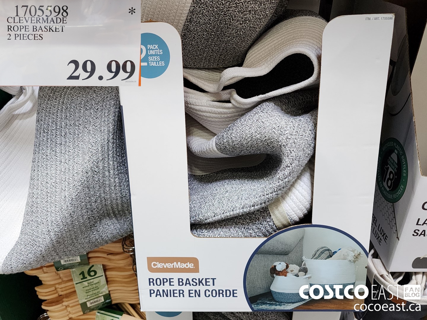 1705598 CLEVERMADE ROPE BASKET 2 PIECES $29.99