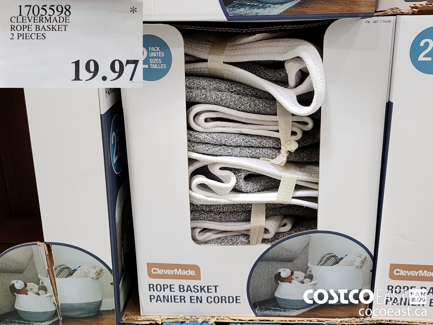 1705598 CLEVERMADE ROPE BASKET 2 PIECES $19.97