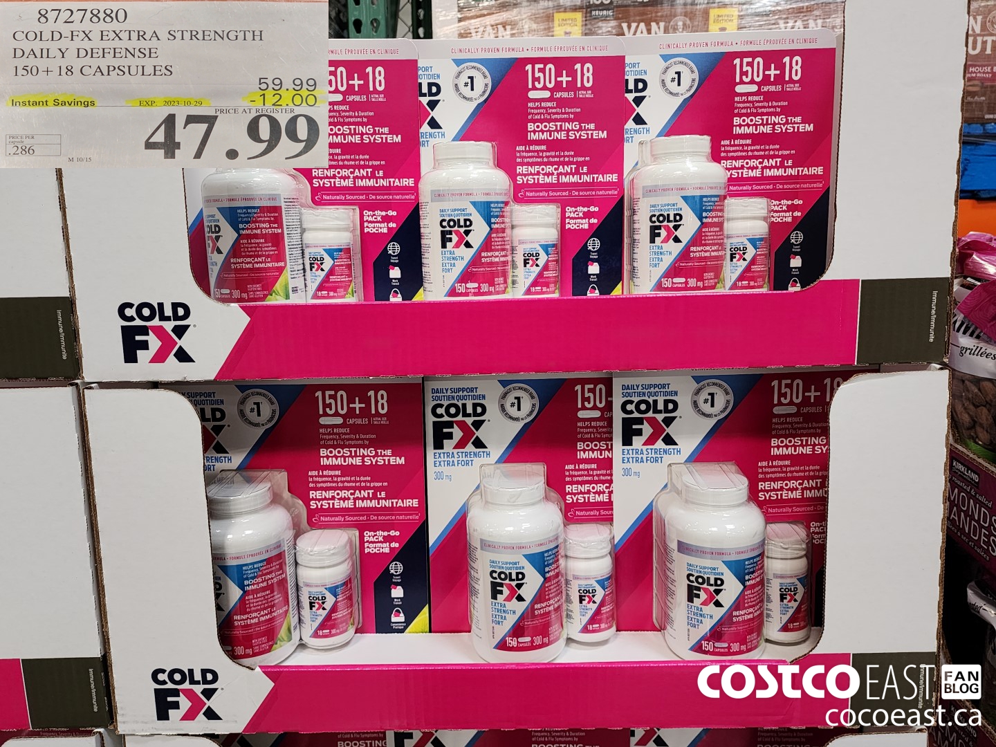 8727880 COLD-FX EXTRA STRENGTH DAILY DEFENSE 150 + 18 CAPSULES ($12.00 INSTANT SAVINGS EXPIRES ON 2023-10-29) $47.99