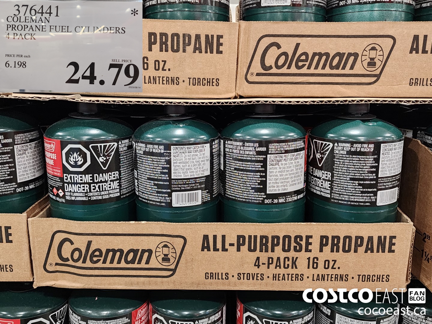 376441 COLEMAN PROPANE FUEL CYLINDERS 4 PACK $24.79