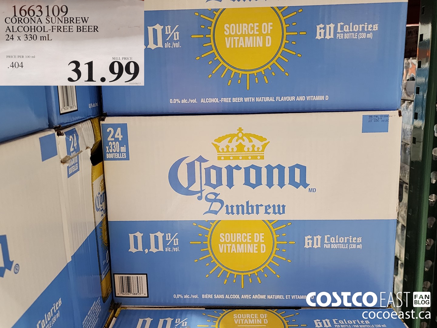 1663109 CORONA SUNBREW ALCOHOL-FREE BEER 24 X 330ML $31.99