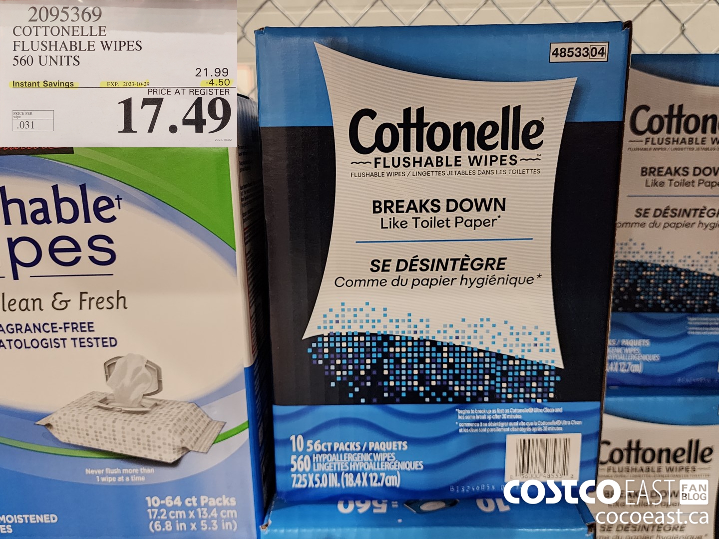 2095369 COTTONELLE FLUSHABLE WIPES 560 units ($4.50 INSTANT SAVINGS EXPIRES ON 2023-10-29) $17.49