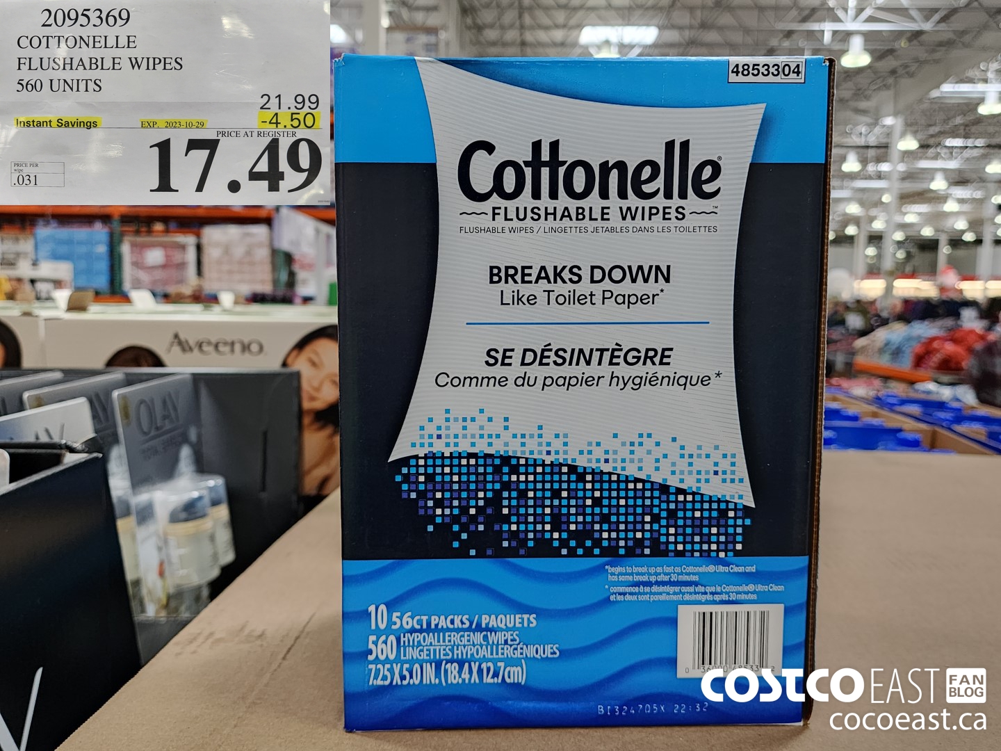 2095369 COTTONELLE FLUSHABLE WIPES 560 units ($4.50 INSTANT SAVINGS EXPIRES ON 2023-10-29) $17.49