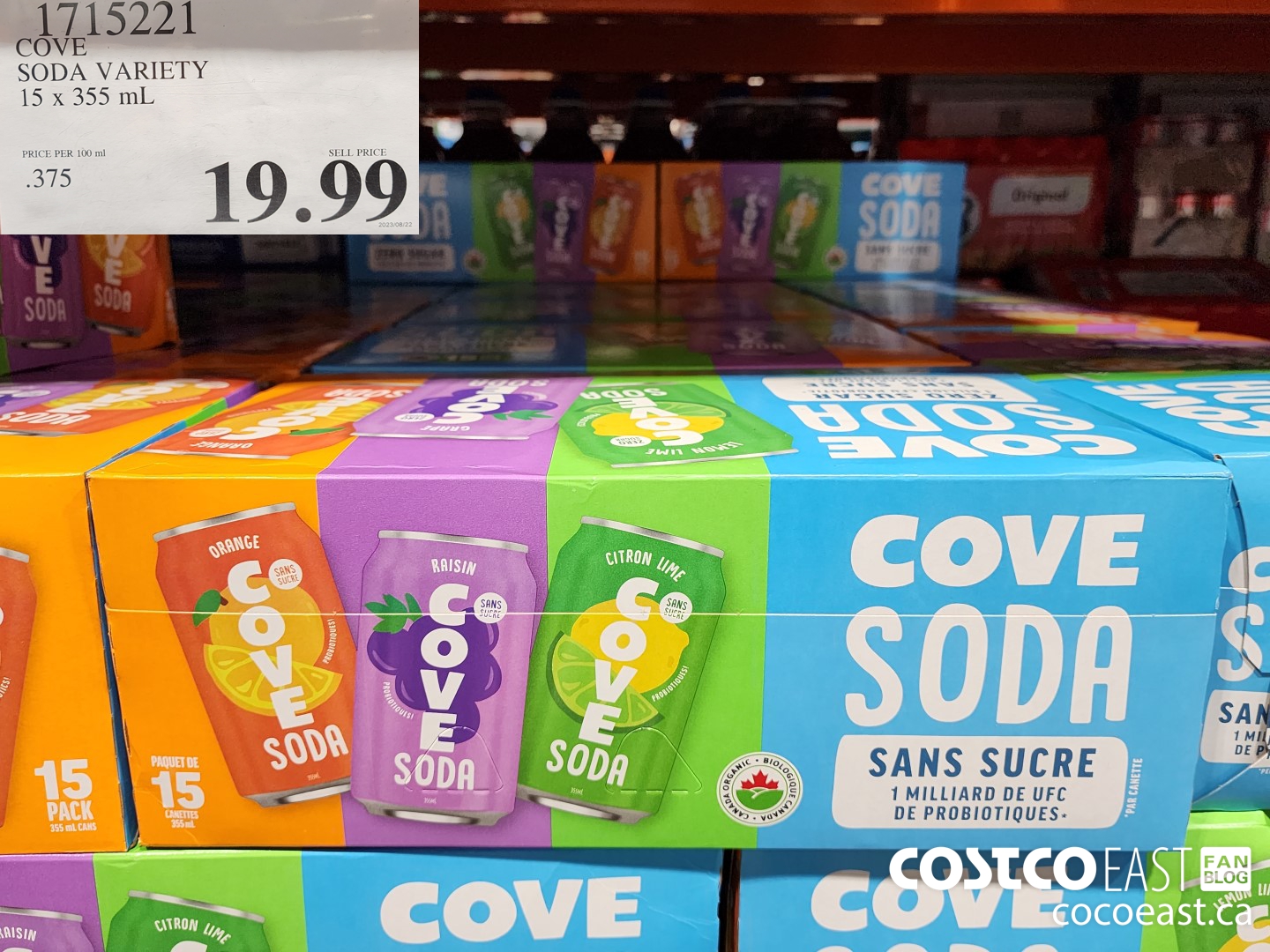 1715221 COVE SODA VARIETY 15 X 355 ML $19.99