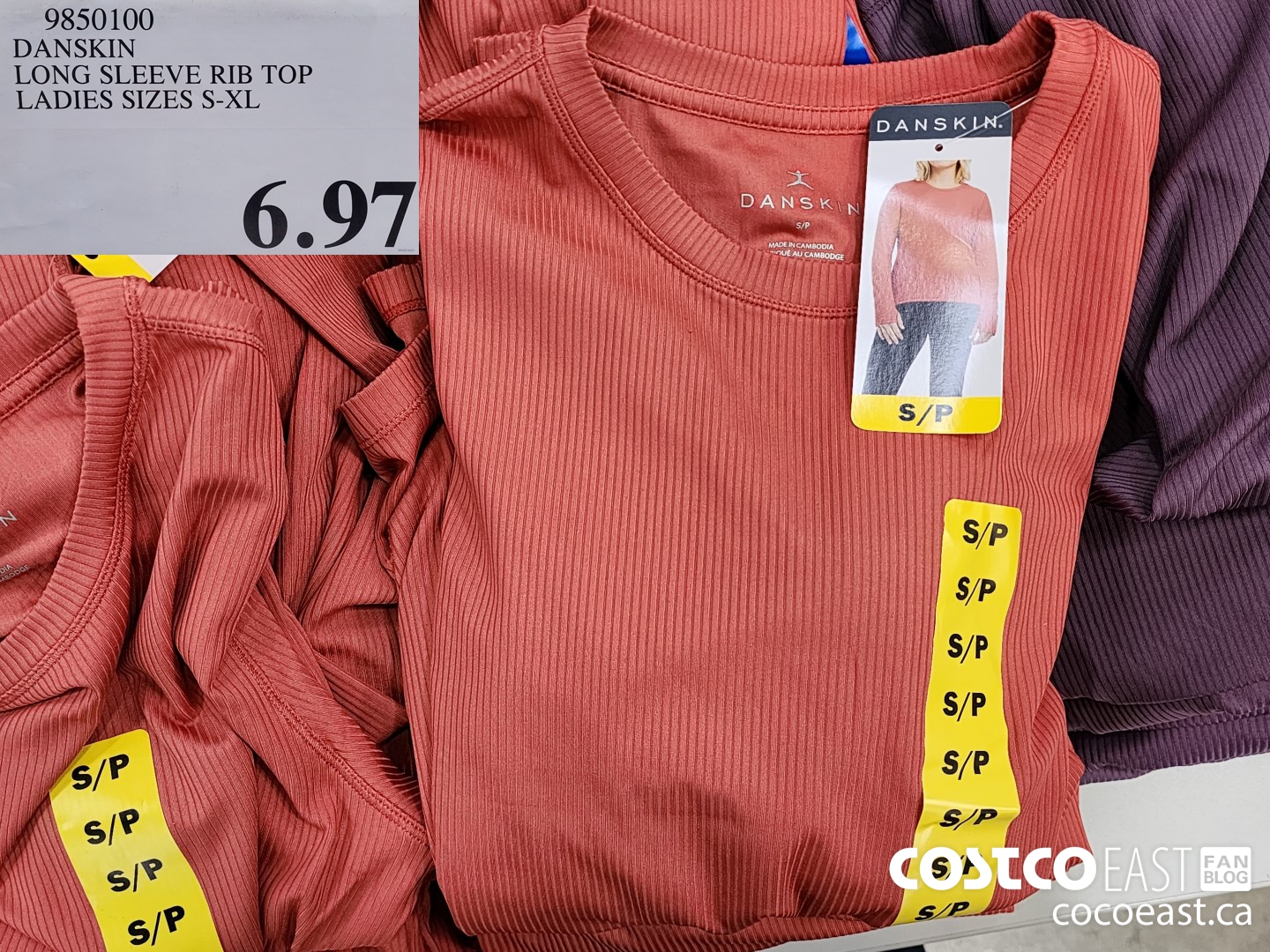 9850100 DANSKIN LONG SLEEVE RIB TOP LADIES SIZES S-XL $6.97