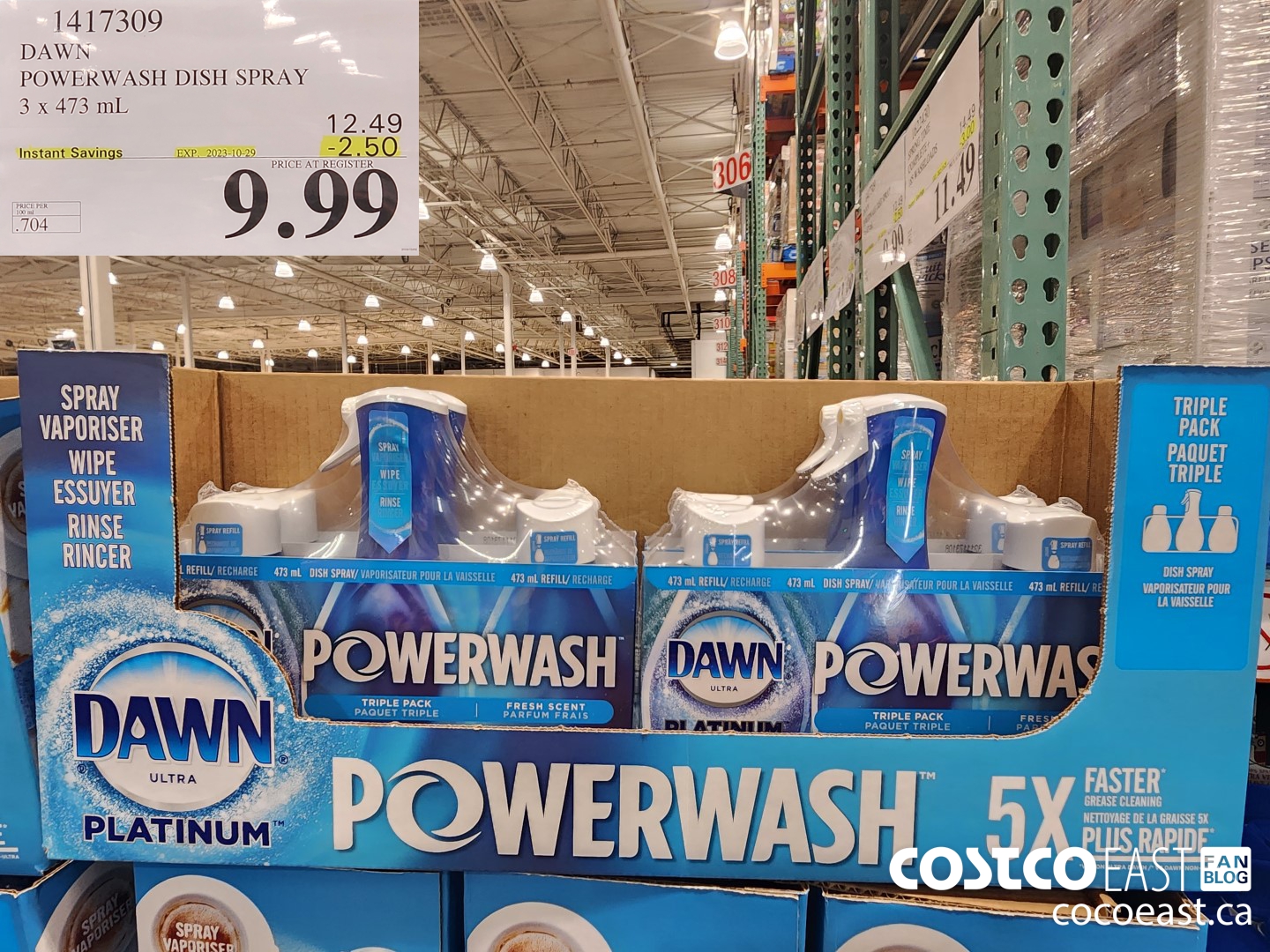 1417309 DAWN POWERWASH DISH SPRAY 3 X 473 mL ($2.50 INSTANT SAVINGS EXPIRES ON 2023-10-29) $9.99