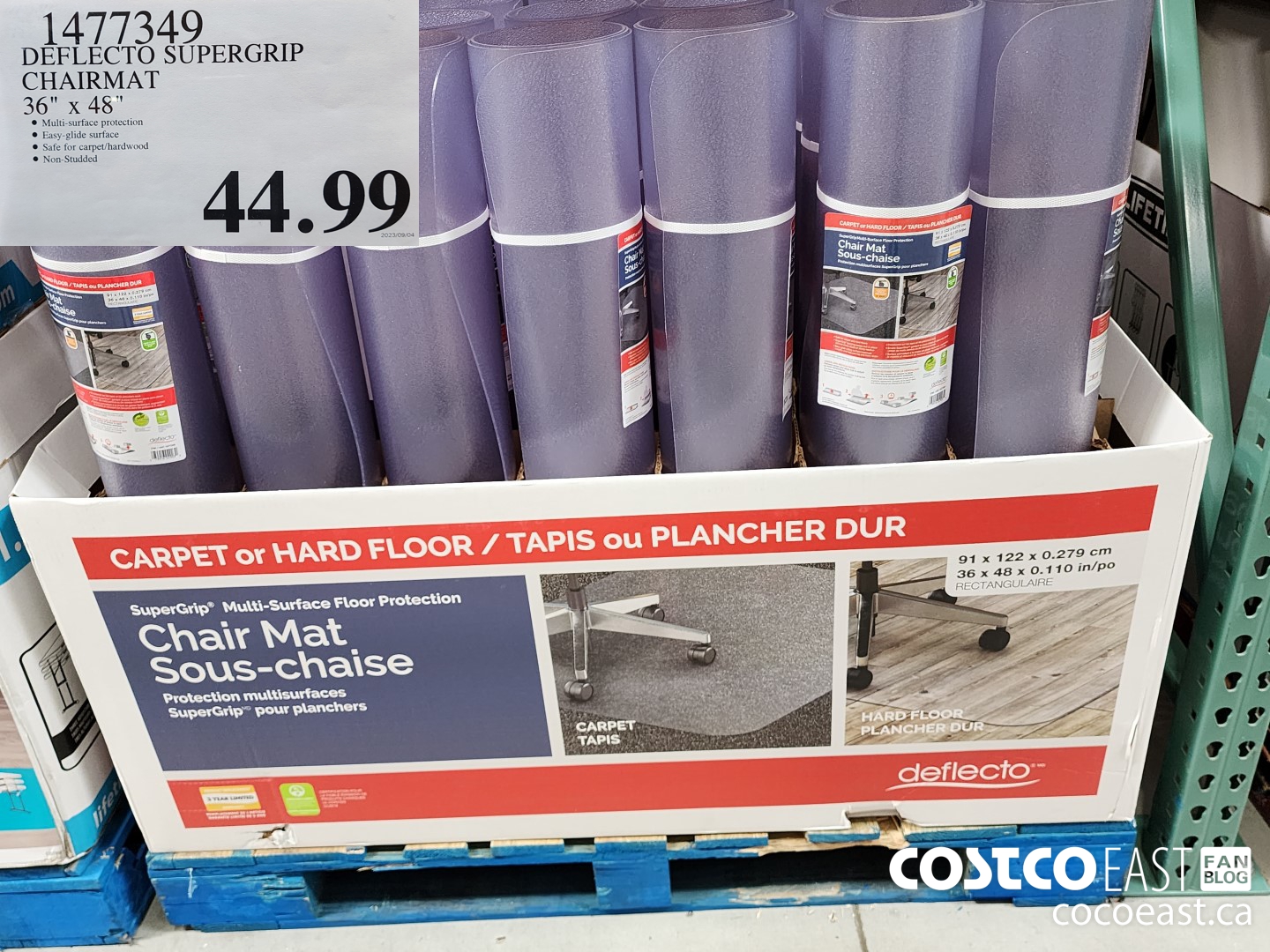 1477349 DEFLECTO SUPERGRIP CHAIRMAT 36