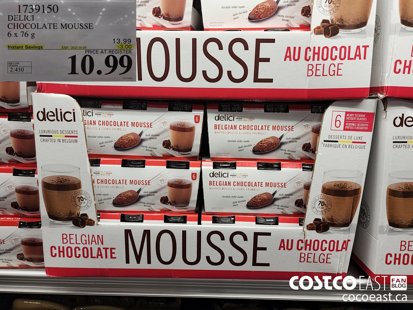 1739150 DELICI CHOCOLATE MOUSSE 6 x 76 G ($3.00 INSTANT SAVINGS EXPIRES ON 2023-10-29) $10.99