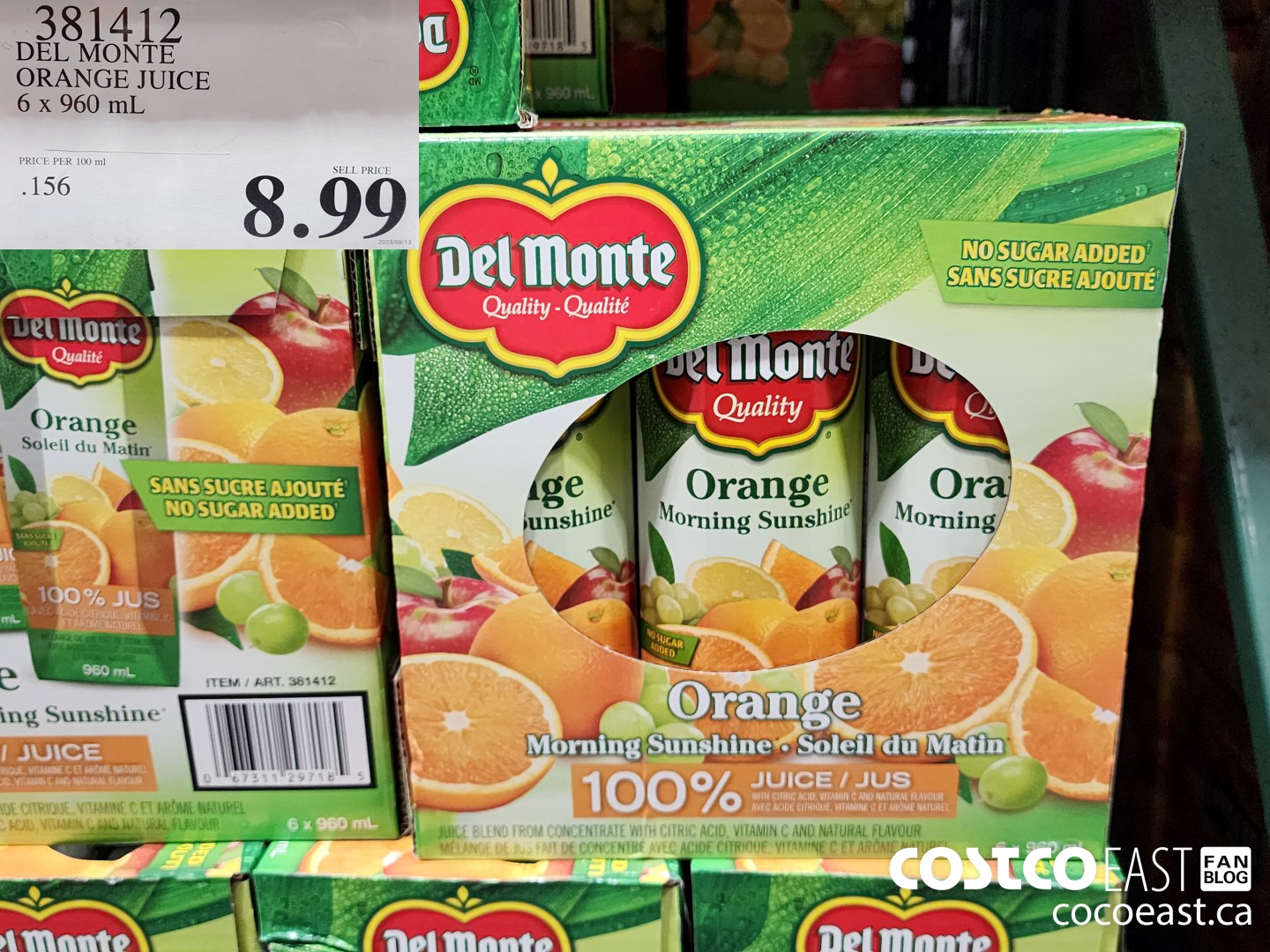 381412 DEL MONTE ORANGE JUICE 6 x 960 mL $8.99